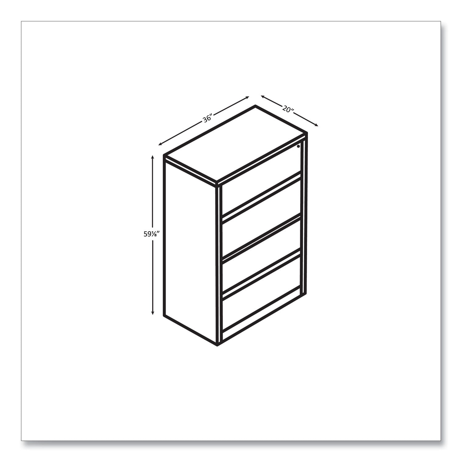 59.1" Height x 36" Width x 20" Depth - Total Drawer(s): 4 - Finish: Pinnacle, Laminate - 1 Each