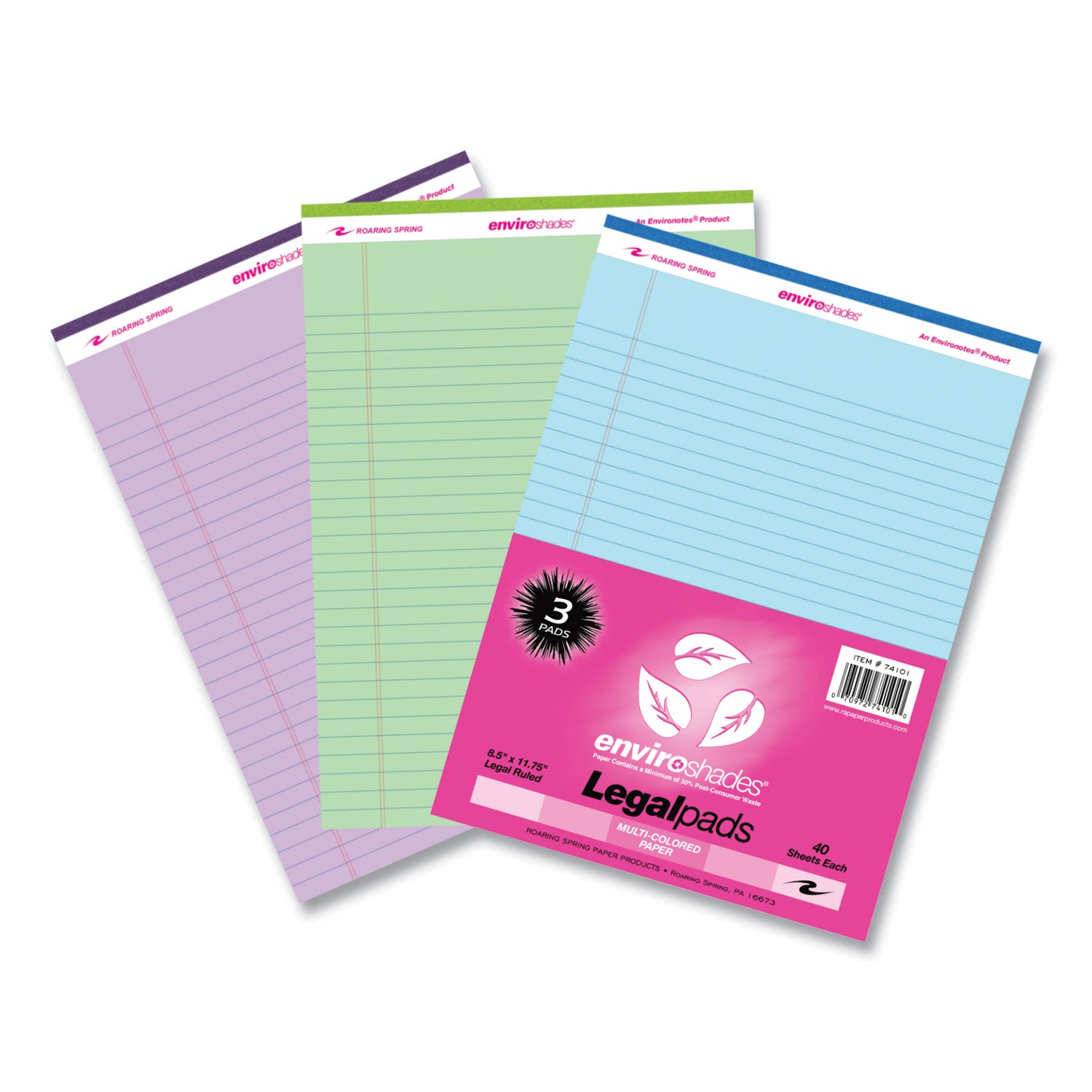 Enviroshades Legal Notepads, 40 Assorted 8.5 x 11.75 Sheets, 54 Notepads/Carton