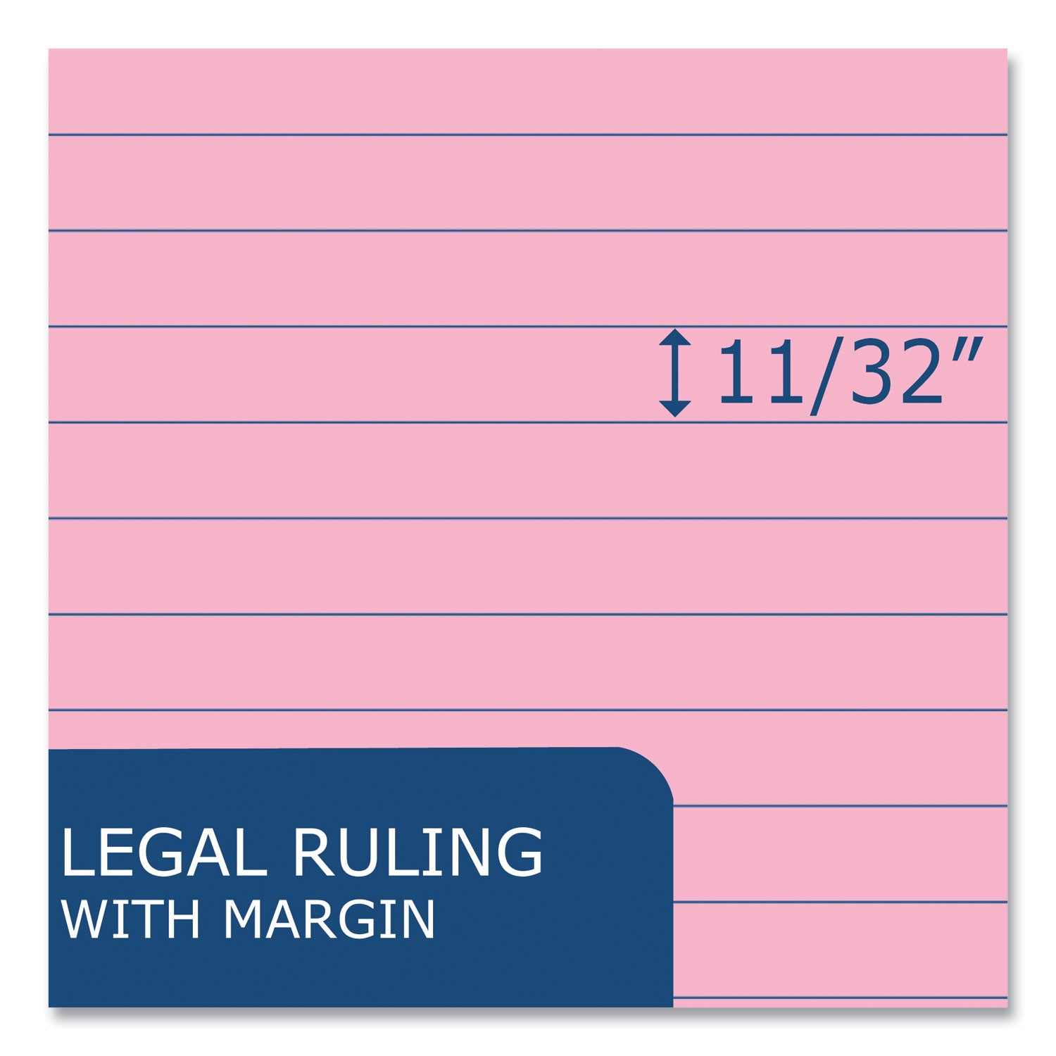 Roaring Spring EnviroShades Colored Legal Pad, Pink, 11 3/4" x 8 1/2", 50 Sheets per Pad, 72 Pads per Carton, Wide Ruled, Double Red Margin, Stapled/Tapebound, Recycled, Chipboard Cover