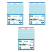 Roaring Spring EnviroShades Colored Legal Pad, Blue, 50 Sheets per Pad, 100 Pages, 11-3/4" x 8-1/2", Wide Ruled, Double Red Margin, Stapled/Tapebound, Recycled, 72 Pads per Carton