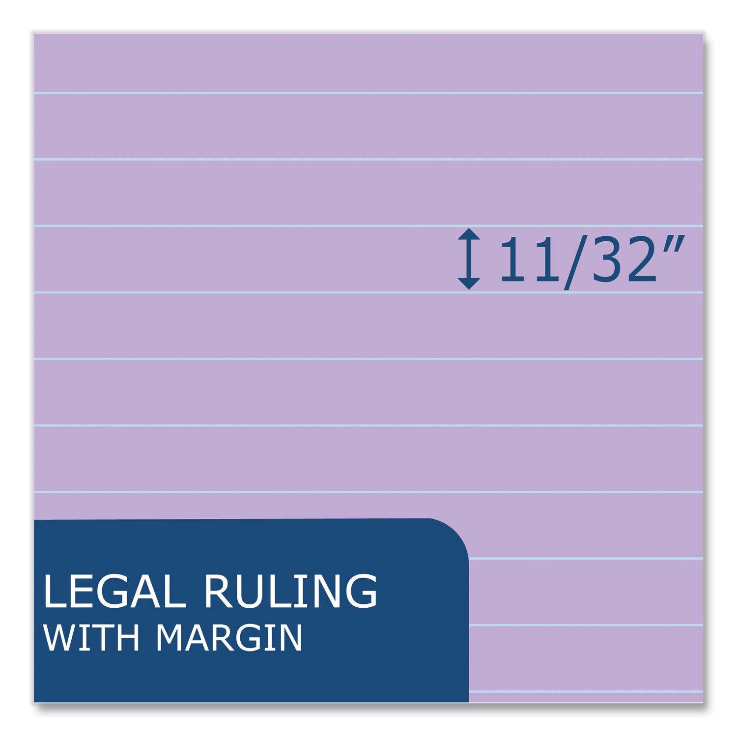 Roaring Spring EnviroShades Colored Legal Pad, Orchid, 11 3/4" x 8 1/2", 50 Sheets, 100 Pages, Double Line Red Margin, Stapled/Tapebound, Recycled, Purple Binding, 72 Pads per Carton
