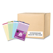 Roaring Spring EnviroShades Legal Pad, 8" x 5", 40 Sheets, 80 Pages, Orchid/Blue/Green/Ivory, Wide Ruled, Double Red Margin, Recycled, 4 Pads per Pack, 1 Carton