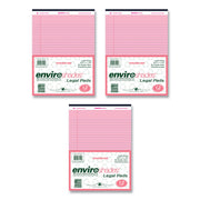 Roaring Spring EnviroShades Colored Legal Pad, Pink, 11 3/4" x 8 1/2", 50 Sheets per Pad, 72 Pads per Carton, Wide Ruled, Double Red Margin, Stapled/Tapebound, Recycled, Chipboard Cover