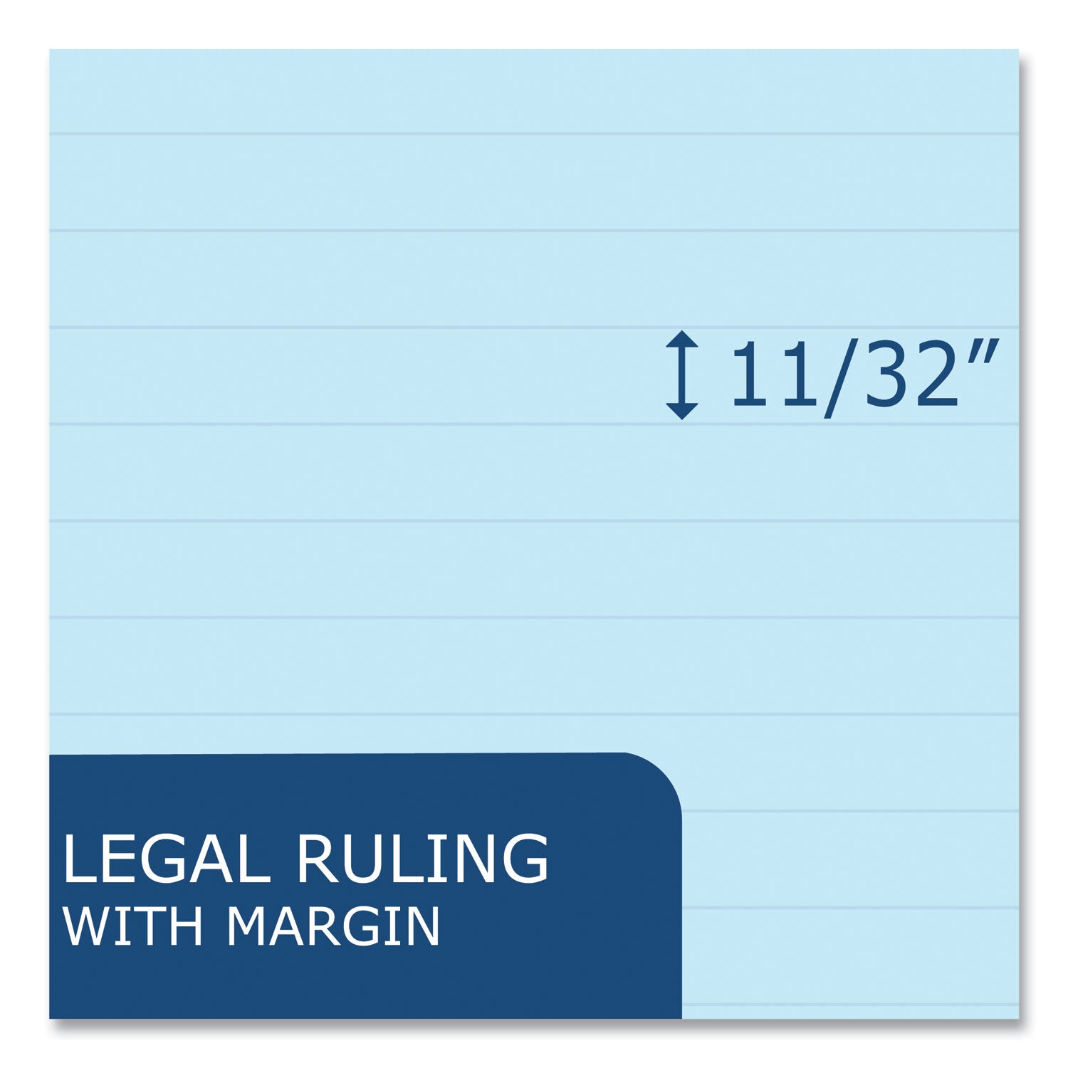 Roaring Spring EnviroShades Colored Legal Pad, Blue, 50 Sheets per Pad, 100 Pages, 11-3/4" x 8-1/2", Wide Ruled, Double Red Margin, Stapled/Tapebound, Recycled, 72 Pads per Carton