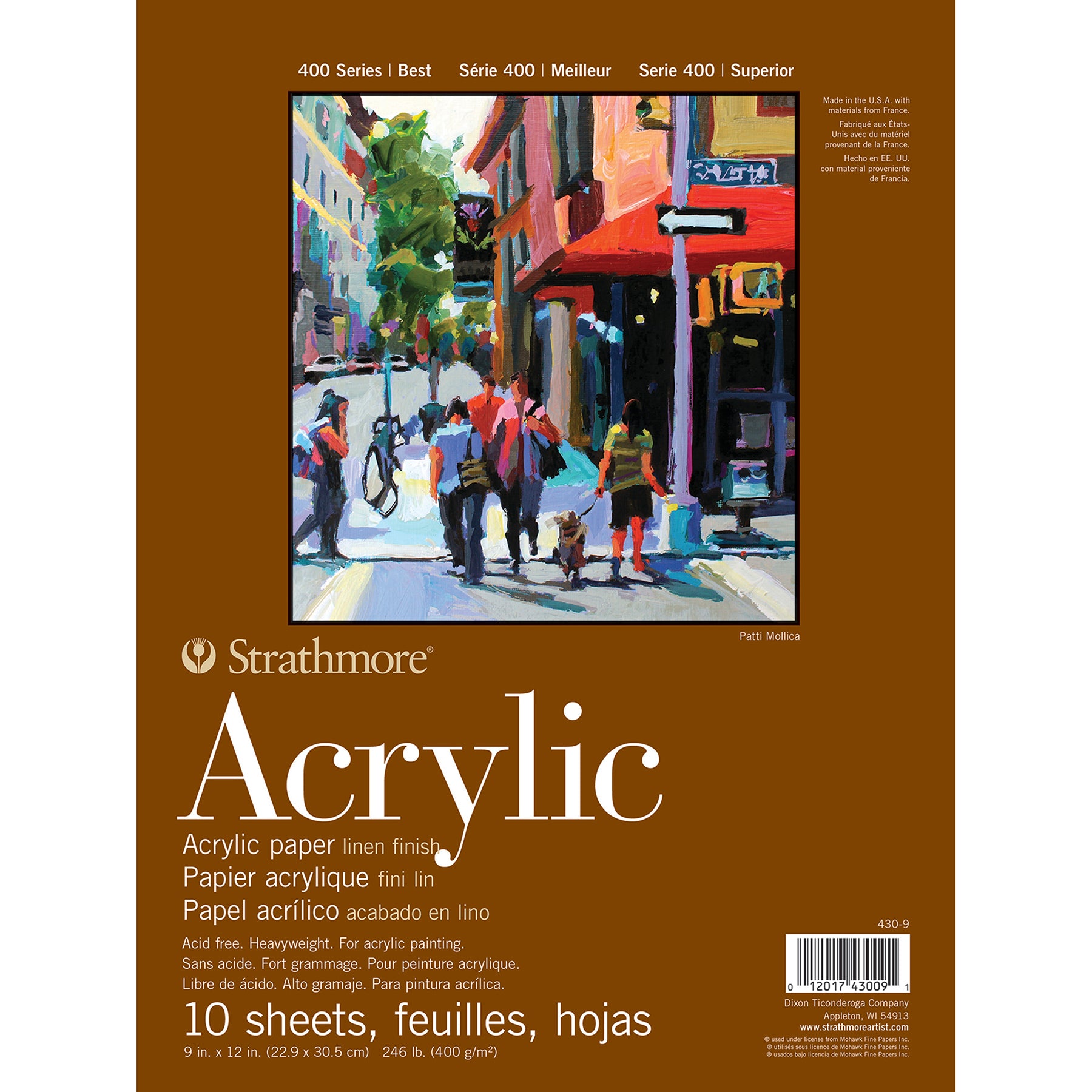 400 Series Acrylic Pad, Glue Binding, 10 Sheet, 9x12 inch, 1 Count