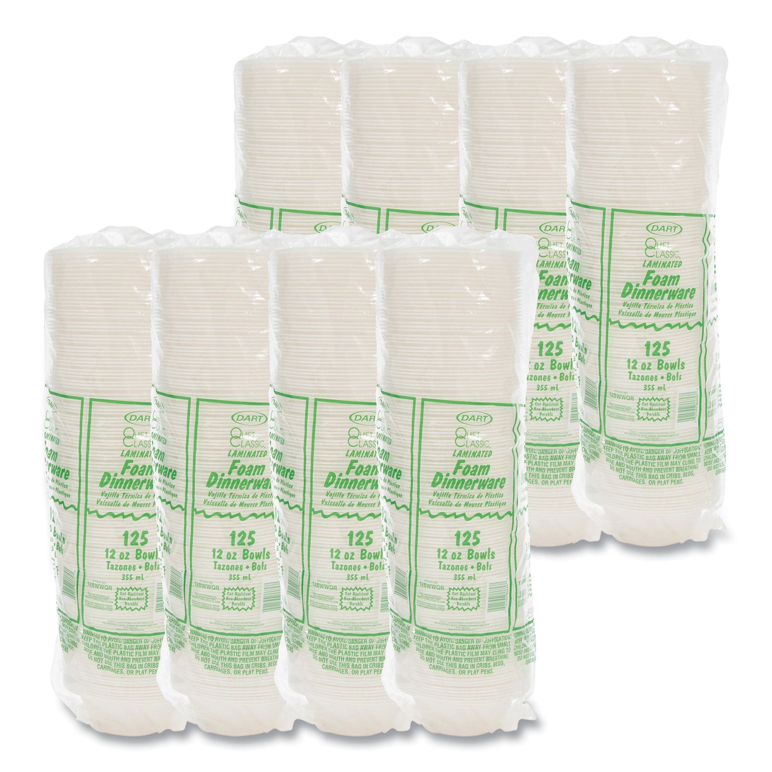 Dart Quiet Classic 12 oz Laminated Foam Bowls - Plastic, Foam Body - 125 / Pack