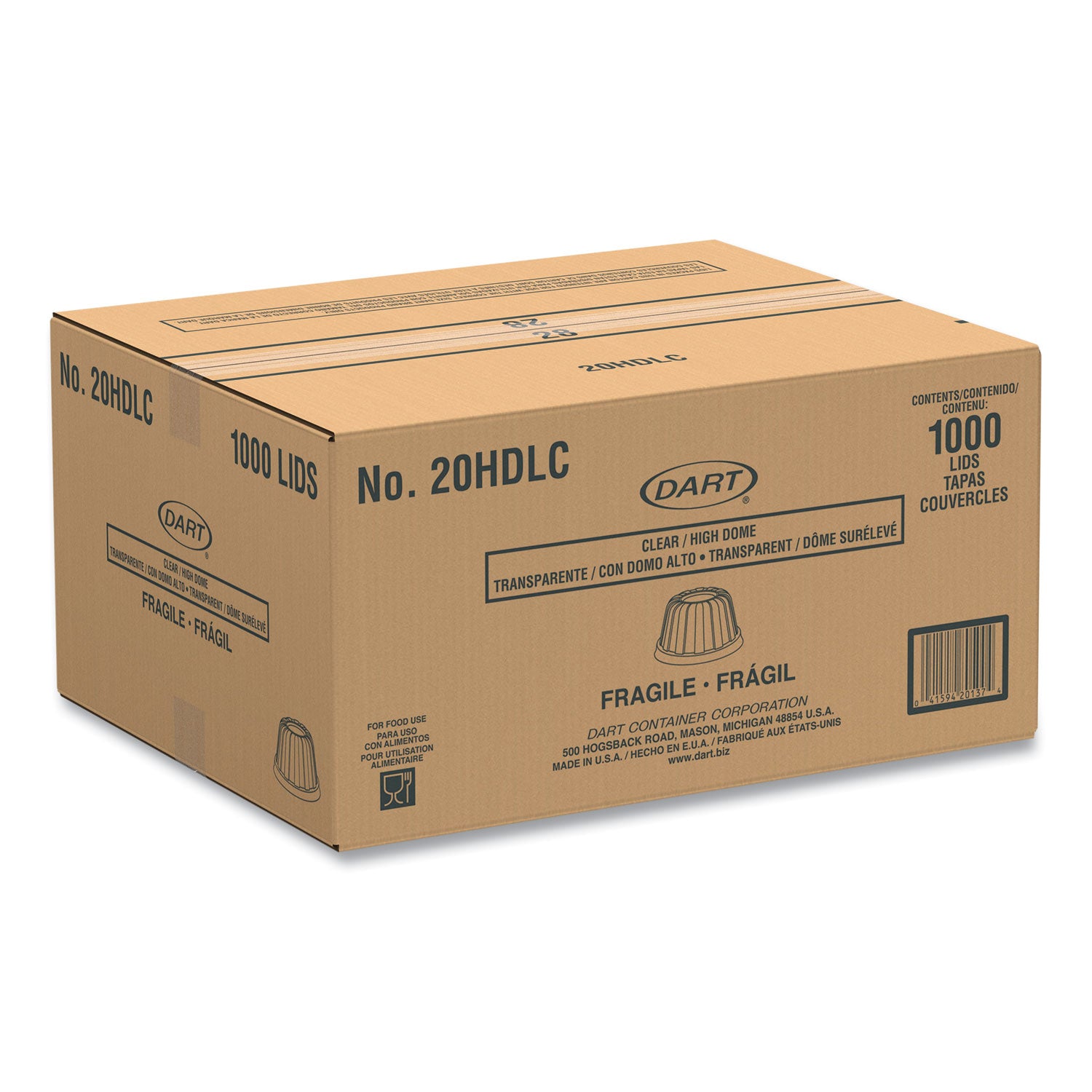 D-T Sundae/Cold Cup Lids, Fits 5 oz to 32 oz Cold Cups, Plastic, Clear, 50/Pack, 20 Packs/Carton