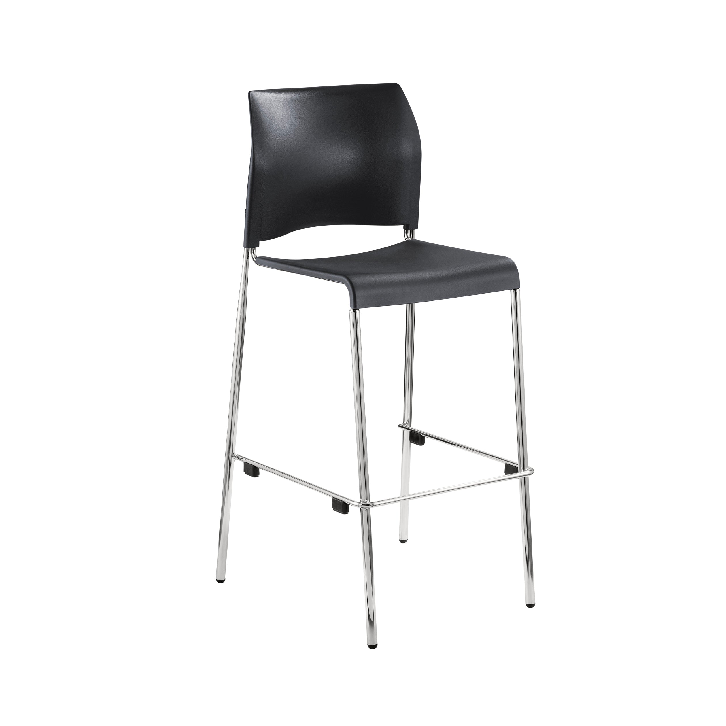 NPS® 8800 Series Cafetorium Plastic Stool, 30"H, Surface Color: Charcoal, Frame Color: Chrome