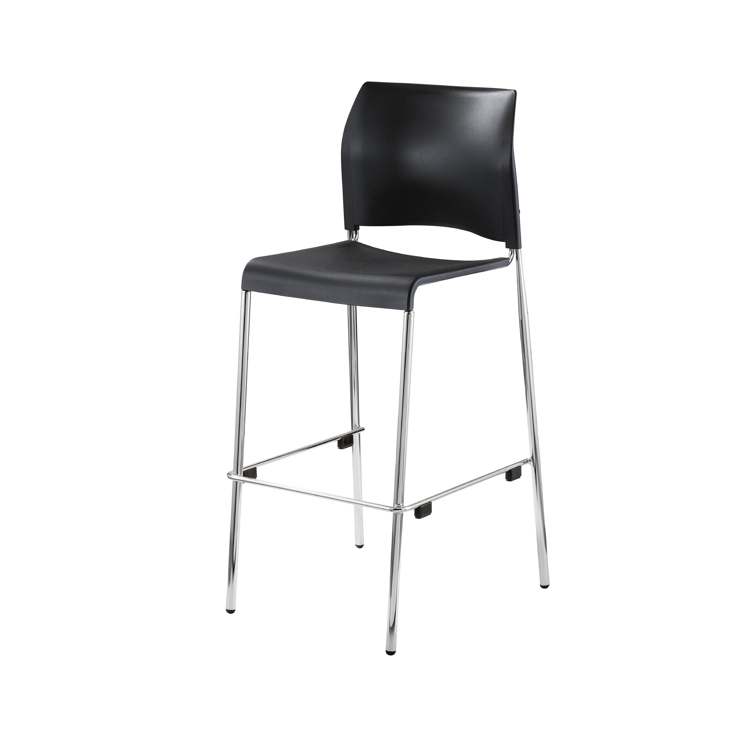 NPS® 8800 Series Cafetorium Plastic Stool, 30"H, Surface Color: Charcoal, Frame Color: Chrome