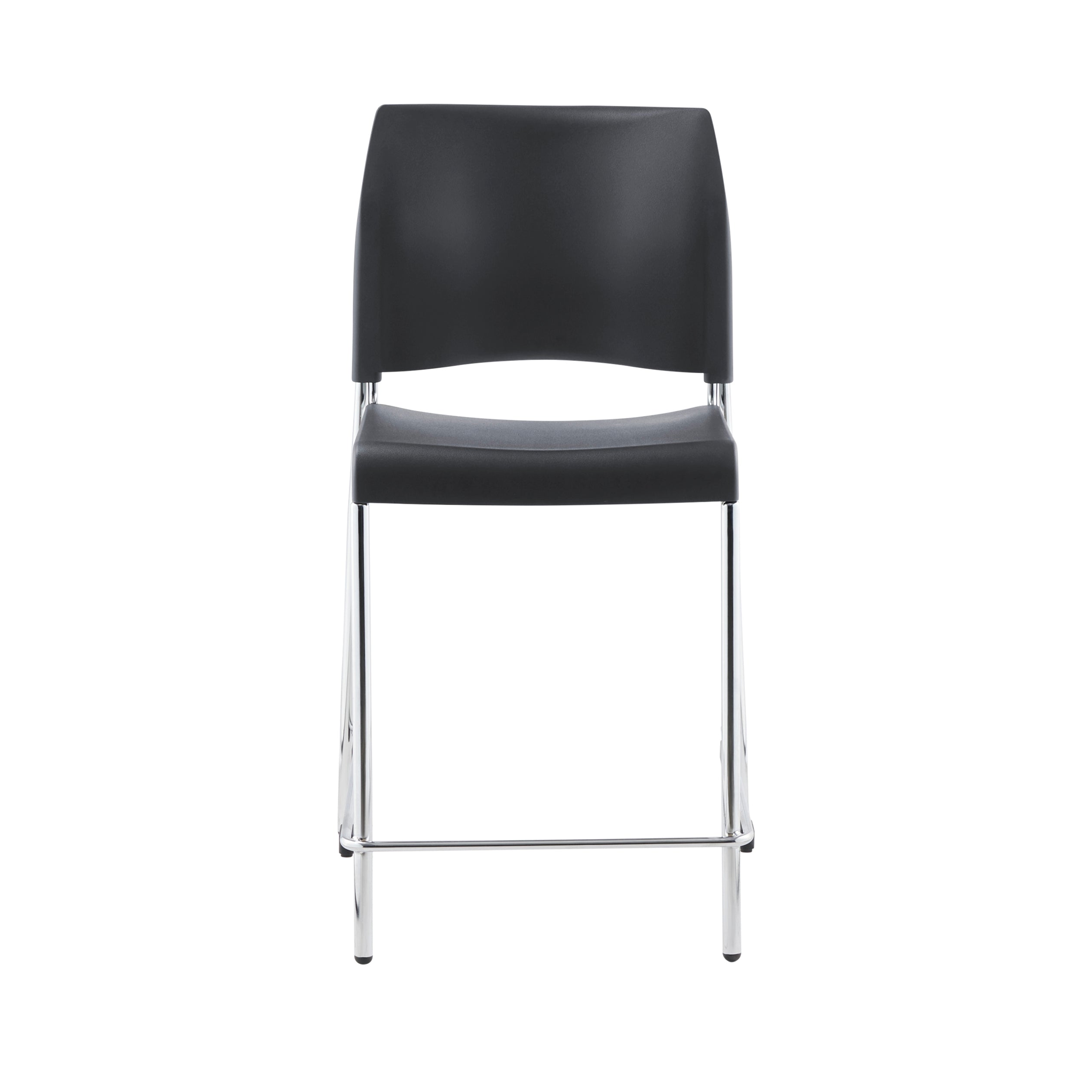 NPS® 8800 Series Cafetorium Plastic Stool, 24"H, Surface Color: Charcoal, Frame Color: Chrome