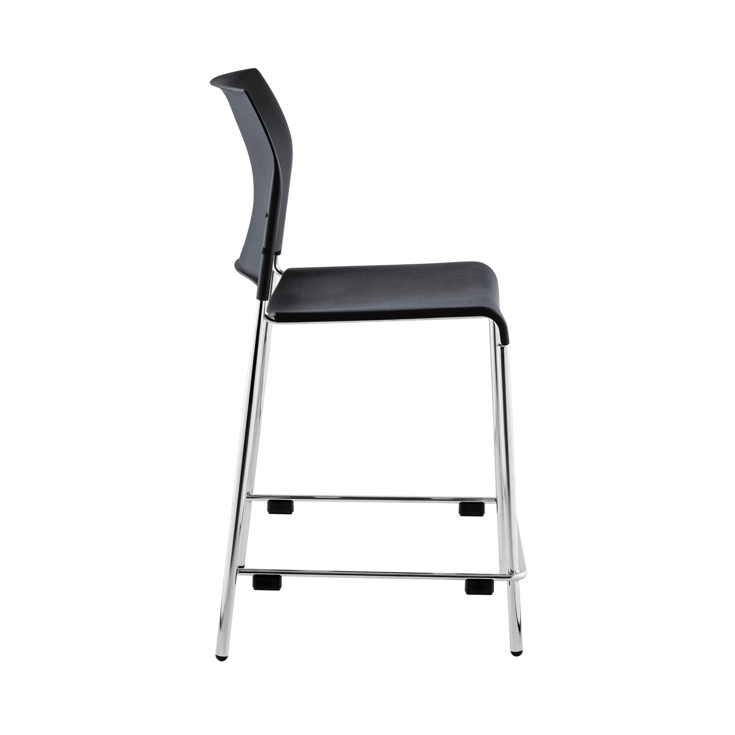 NPS® 8800 Series Cafetorium Plastic Stool, 24"H, Surface Color: Charcoal, Frame Color: Chrome