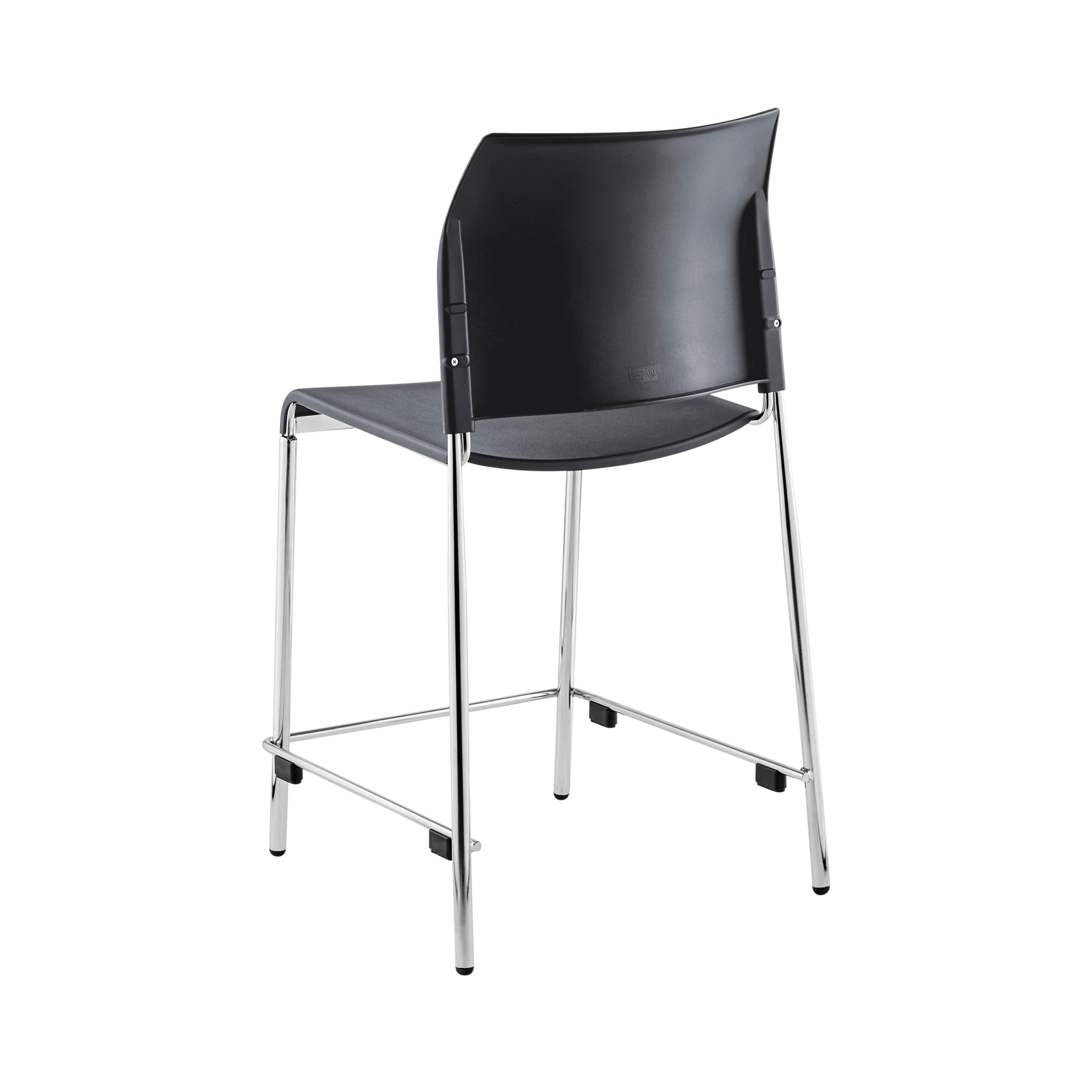 NPS® 8800 Series Cafetorium Plastic Stool, 24"H, Surface Color: Charcoal, Frame Color: Chrome