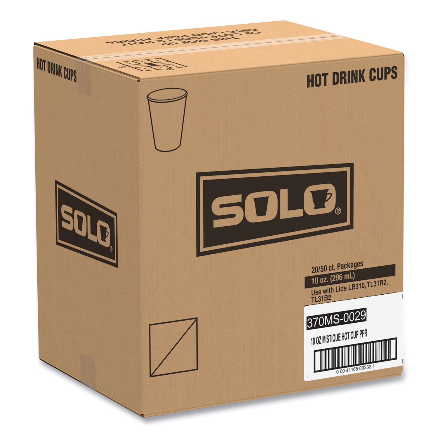 Single Sided Poly Paper Hot Cups, 10 Oz, Mistique Design, 50/bag, 20 Bags/carton