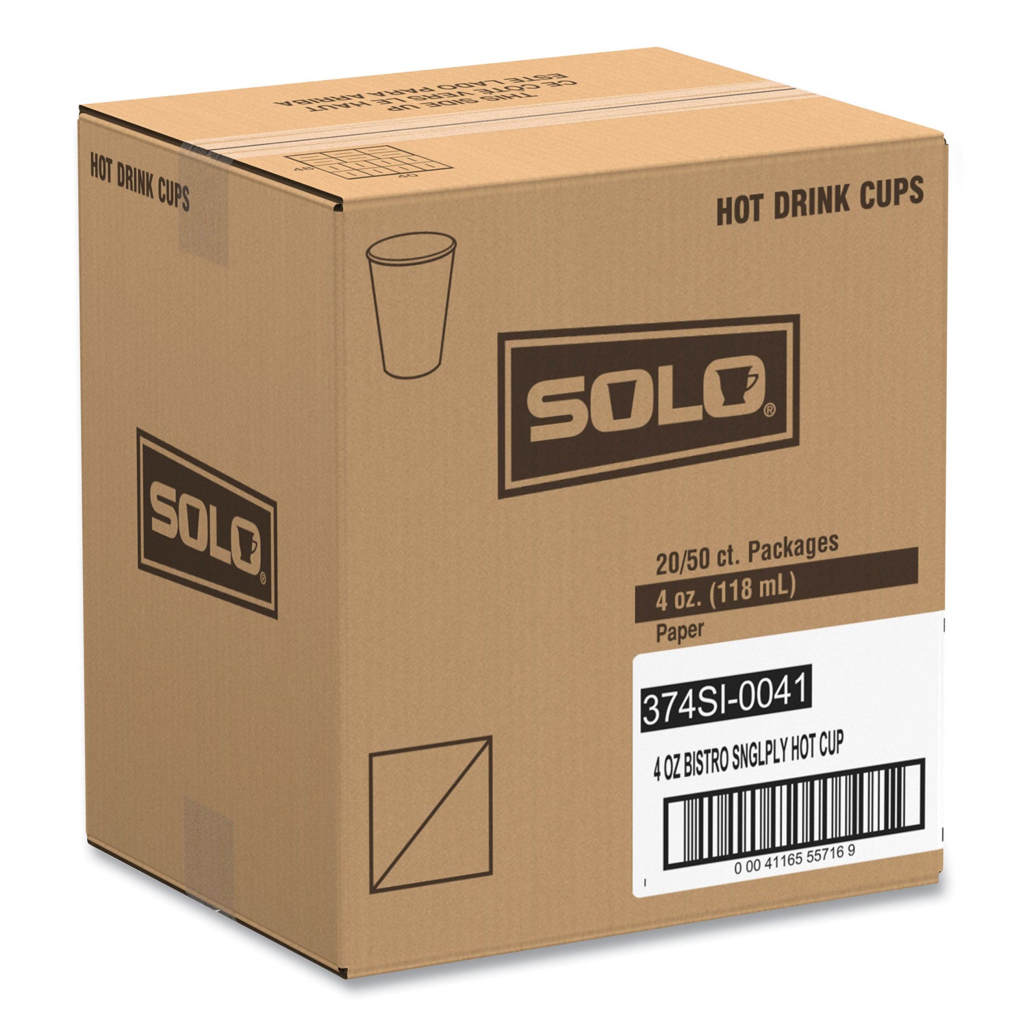 Single-Sided Poly Paper Hot Cups, 4 oz, Bistro Design, 50/Pack, 20 Packs/Carton