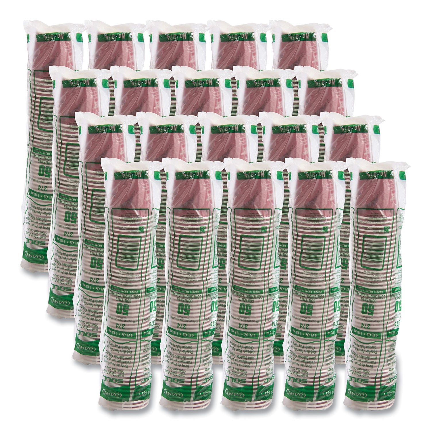 Single-Sided Poly Paper Hot Cups, 4 oz, Bistro Design, 50/Pack, 20 Packs/Carton
