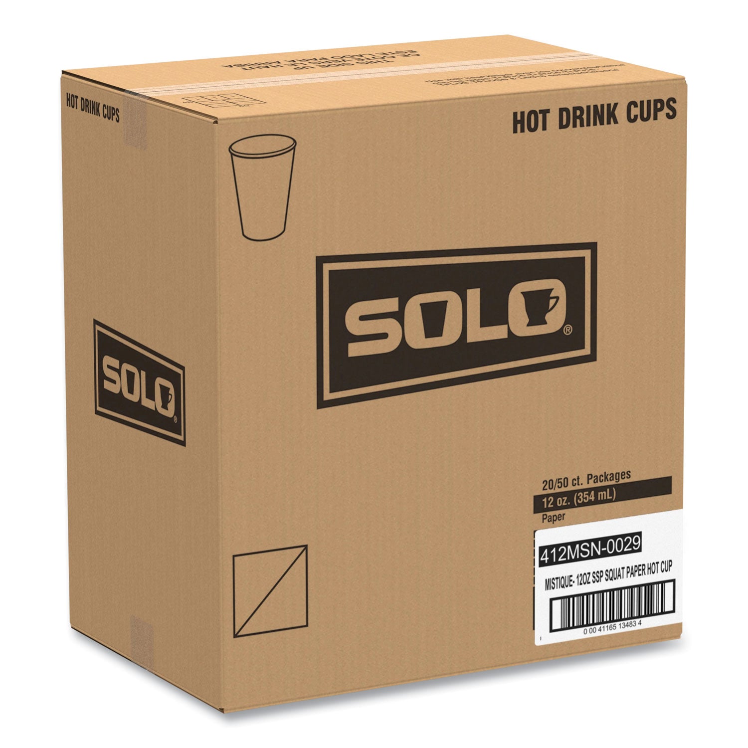Mistique Polycoated Hot Paper Cups, 12 oz, Brown, 50/Sleeve, 20 Sleeves/Carton