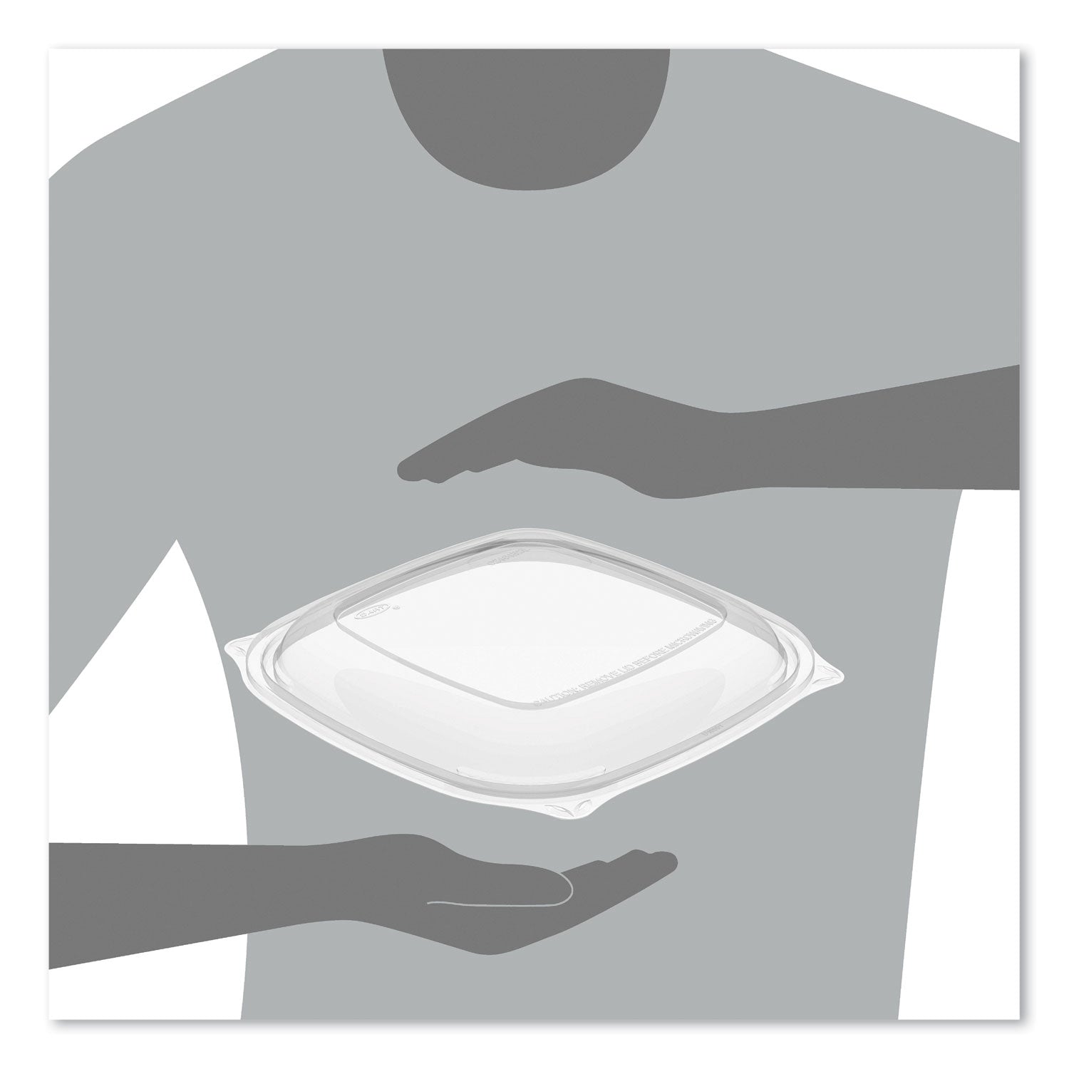 PresentaBowls Pro Clear Square Lids for 24 oz to 32 oz Bowls, 8.5 x 8.5 x 0.5, Clear, Plastic, 63/Bag, 4 Bags/Carton