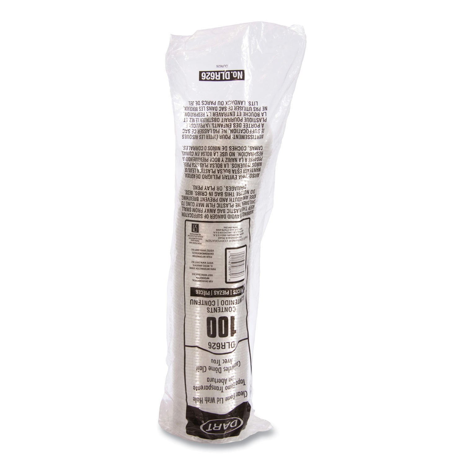Ultra Clear Dome Cold Cup Lids, Fits 16 oz to 24 oz Cold Cups, Plastic, Clear, 100/Pack