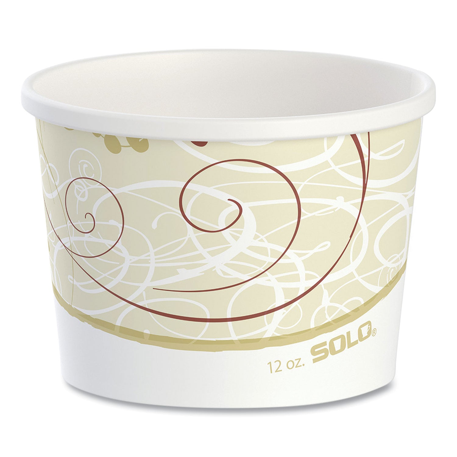 Double Poly Paper Food Containers, 12 oz, 3.6" Diameter x 3.3" h, Symphony Design, 25/Pack, 20 Packs/Carton