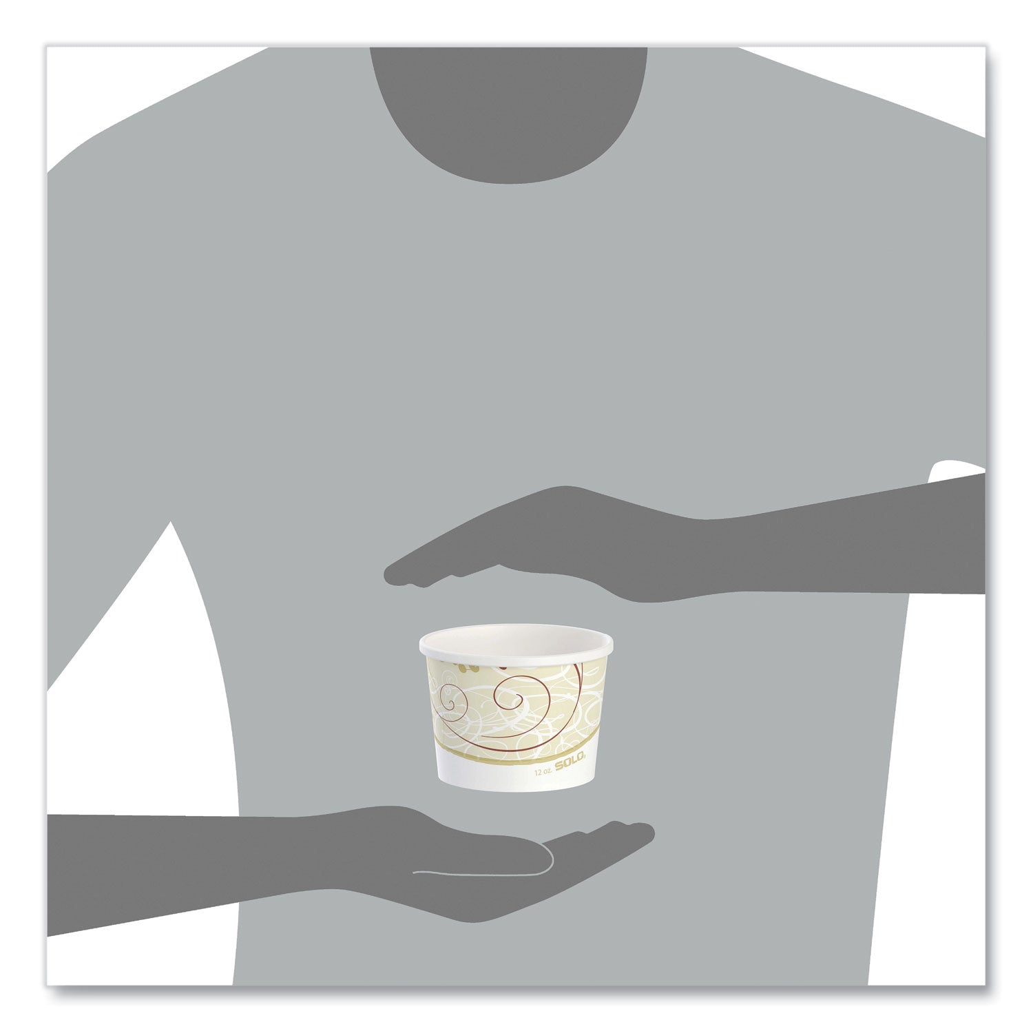 Double Poly Paper Food Containers, 12 oz, 3.6" Diameter x 3.3" h, Symphony Design, 25/Pack, 20 Packs/Carton