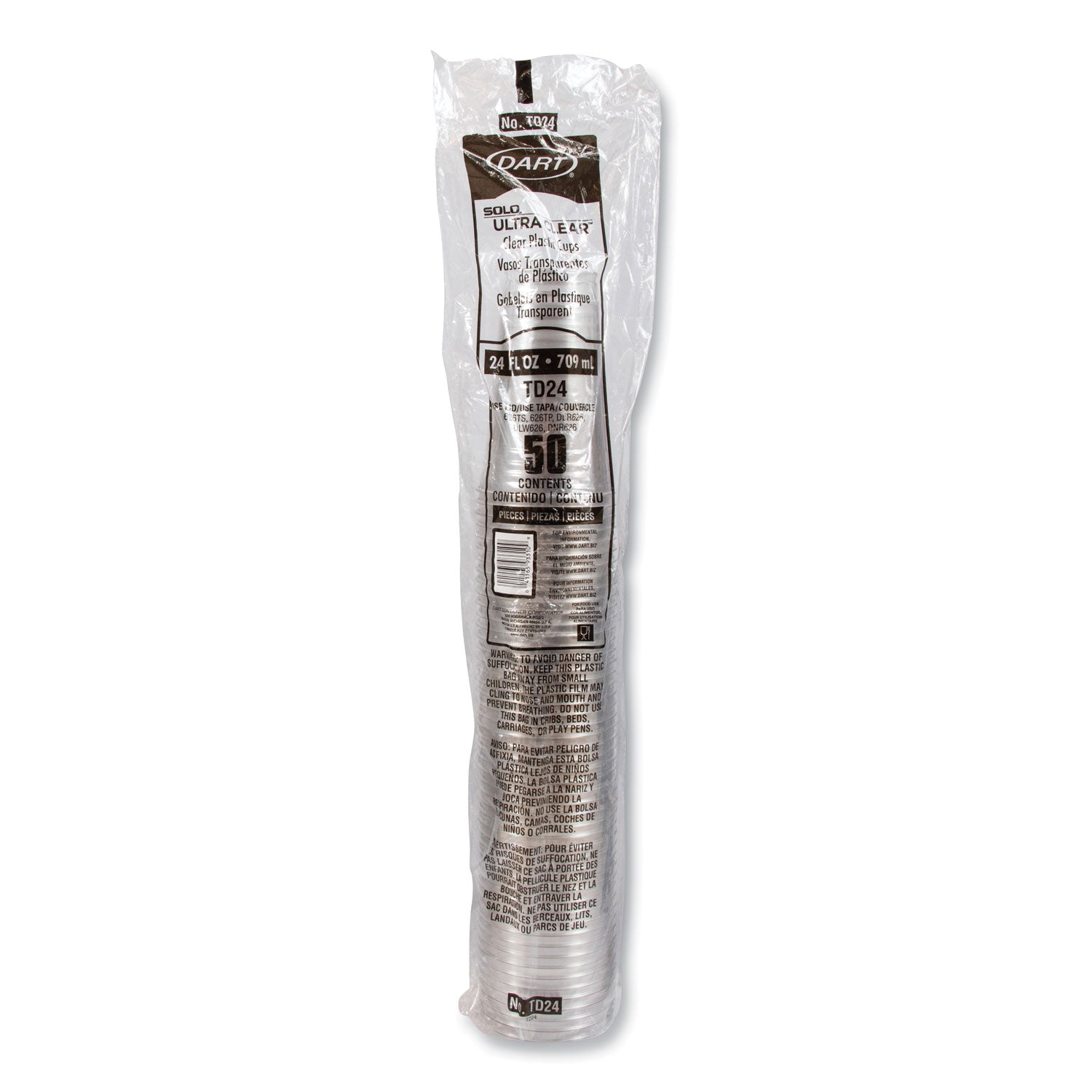Ultra Clear PET Cold Cups, 24 oz, Plastic, Clear, 50/Sleeve, 12 Sleeves/Carton
