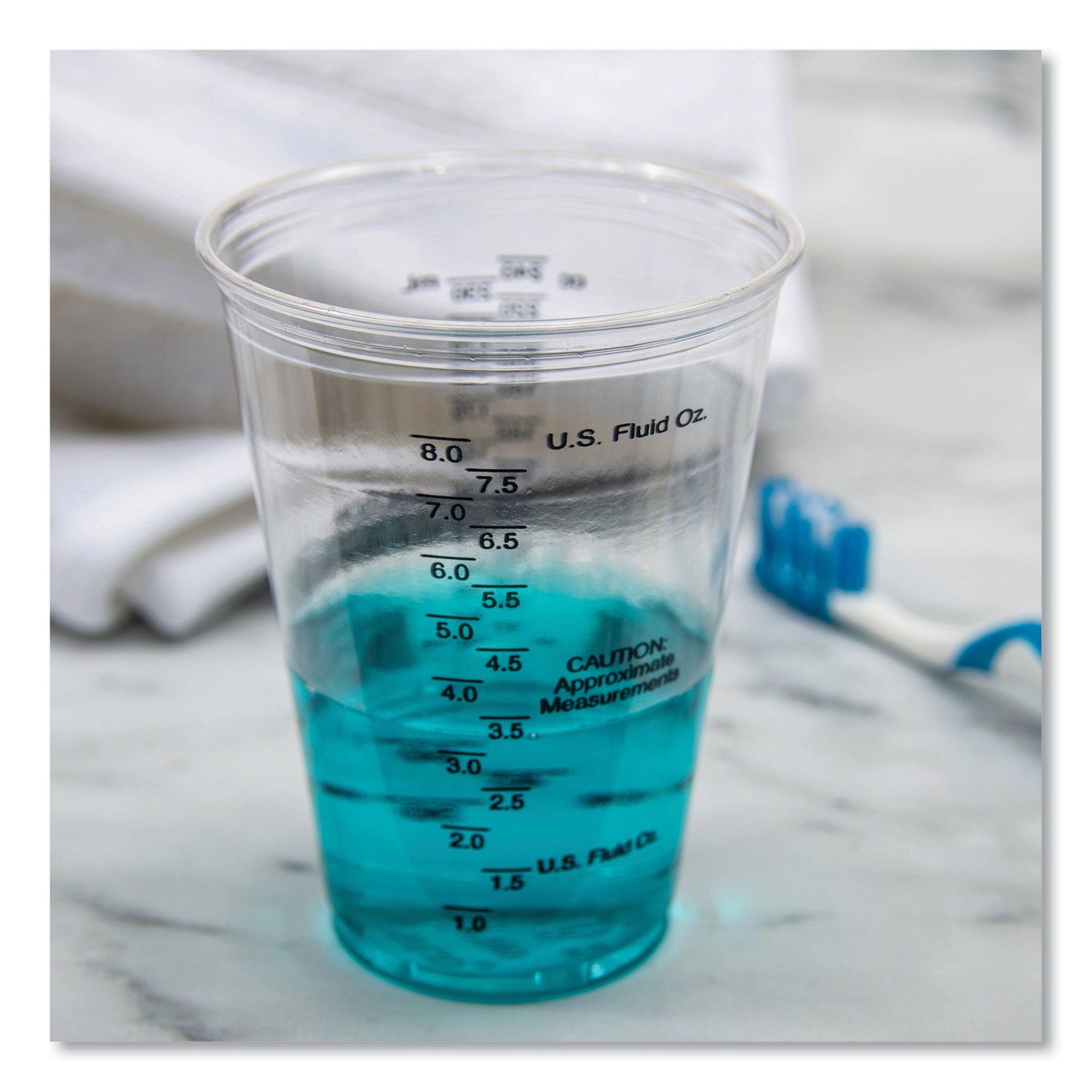 10 fl oz - Clear - Polyethylene Terephthalate (PET) - Measuring, Medicine, Medical, Dental - 50/Bag - 20 / Carton