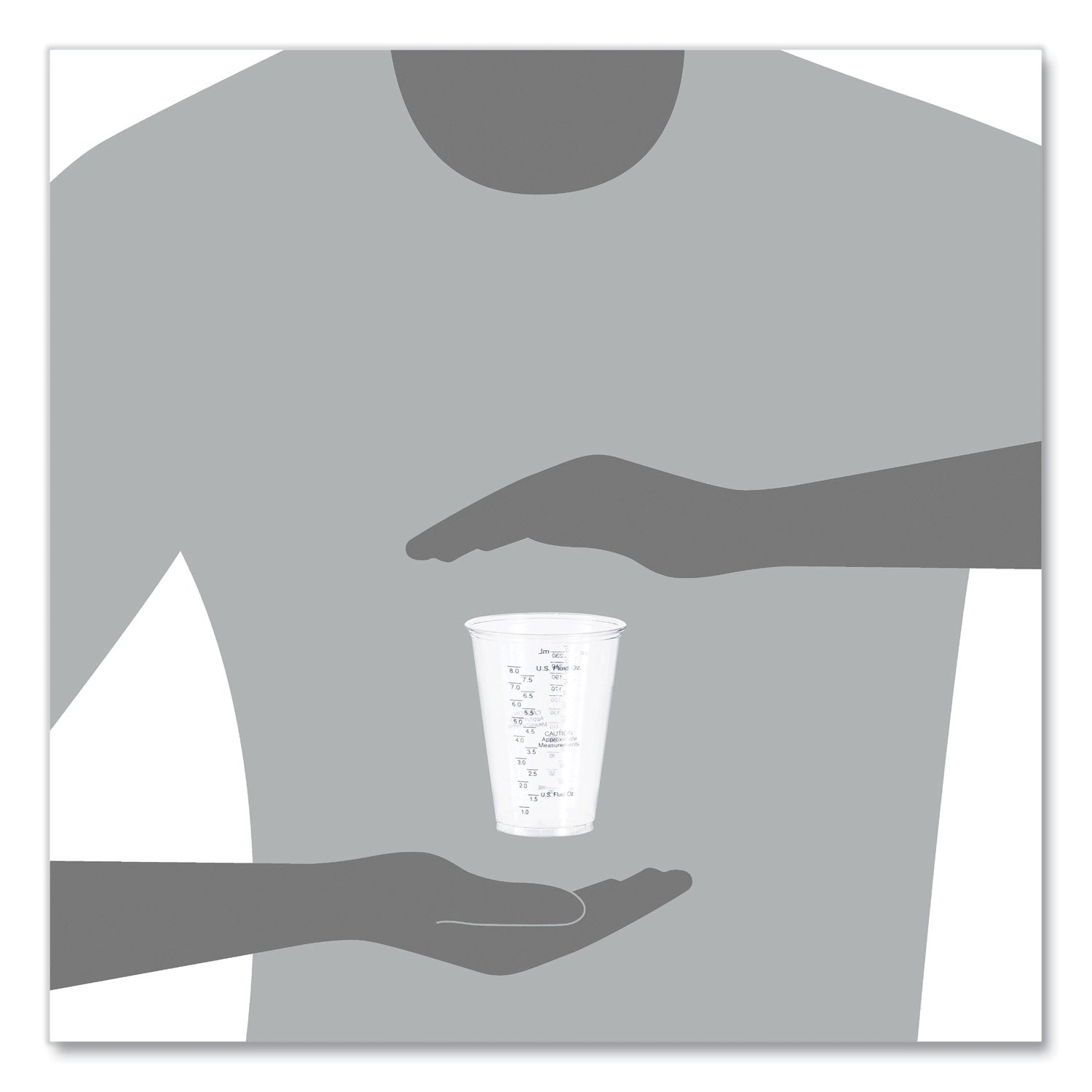10 fl oz - Clear - Polyethylene Terephthalate (PET) - Measuring, Medicine, Medical, Dental - 50/Bag - 20 / Carton