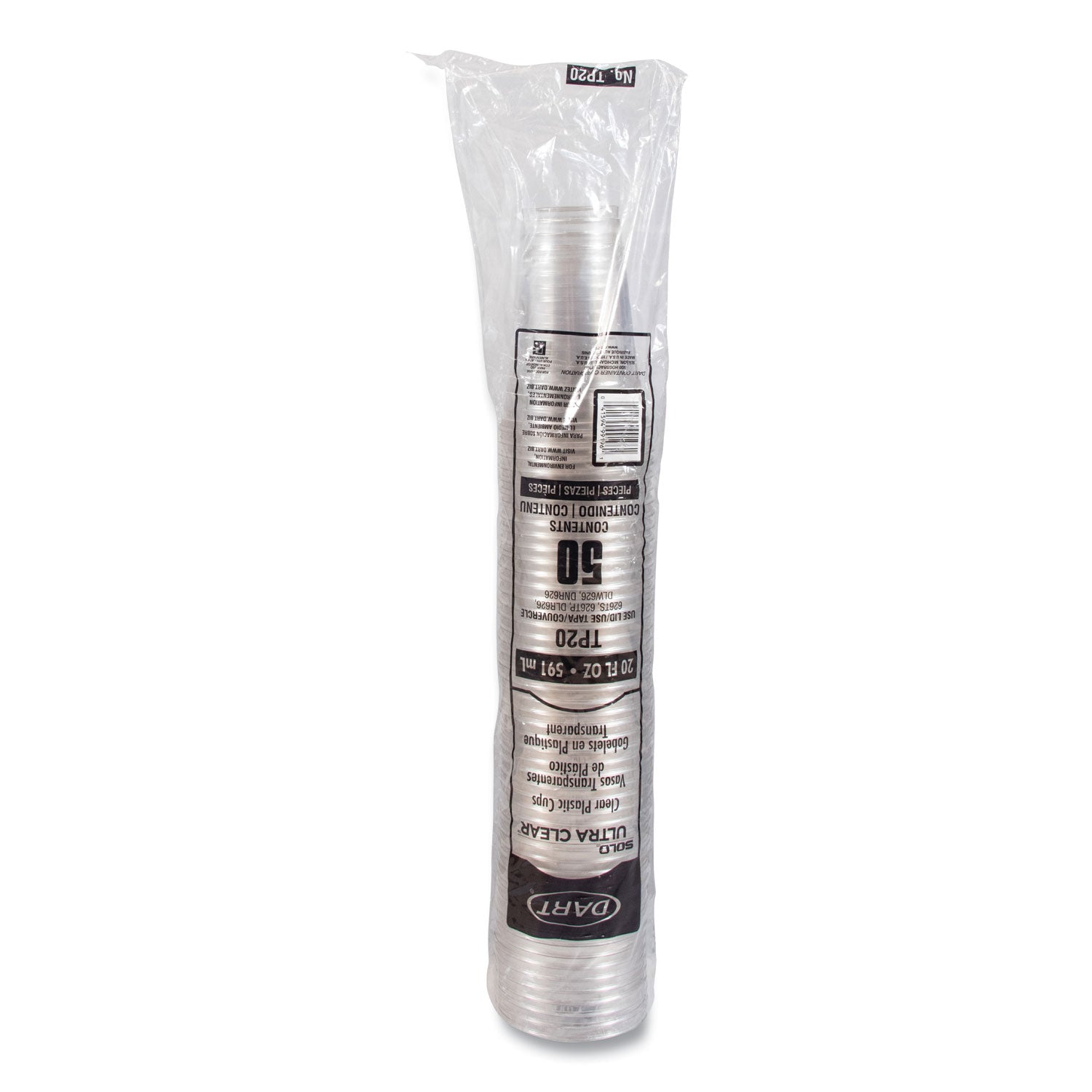 Ultra Clear Cups, 20 oz, Plastic, 50/Bag, 12 Bags/Carton