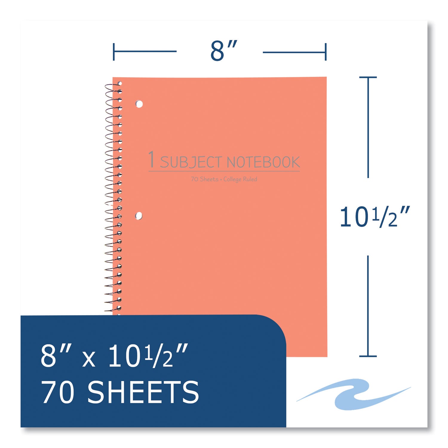 70 Sheets - 140 Pages - Printed - Spiral Bound - Both Side Ruling Surface - Red Margin - 3 Hole(s) - 15 lb Basis Weight - 56 g/m² Grammage - 10 1/2" x 8" Sheet Size - 0.25" Height x 8" Width x 10.5" Length - White Paper - 24 / Carton