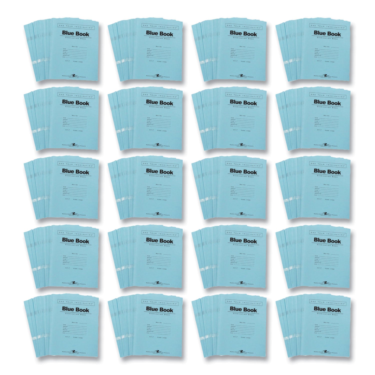 Roaring Spring Blue Examination Book, 6 Sheets, 12 Pages, Wide Ruled, 8.5" x 7", Stapled Spine, Blue Heavyweight Cover, 1 Carton