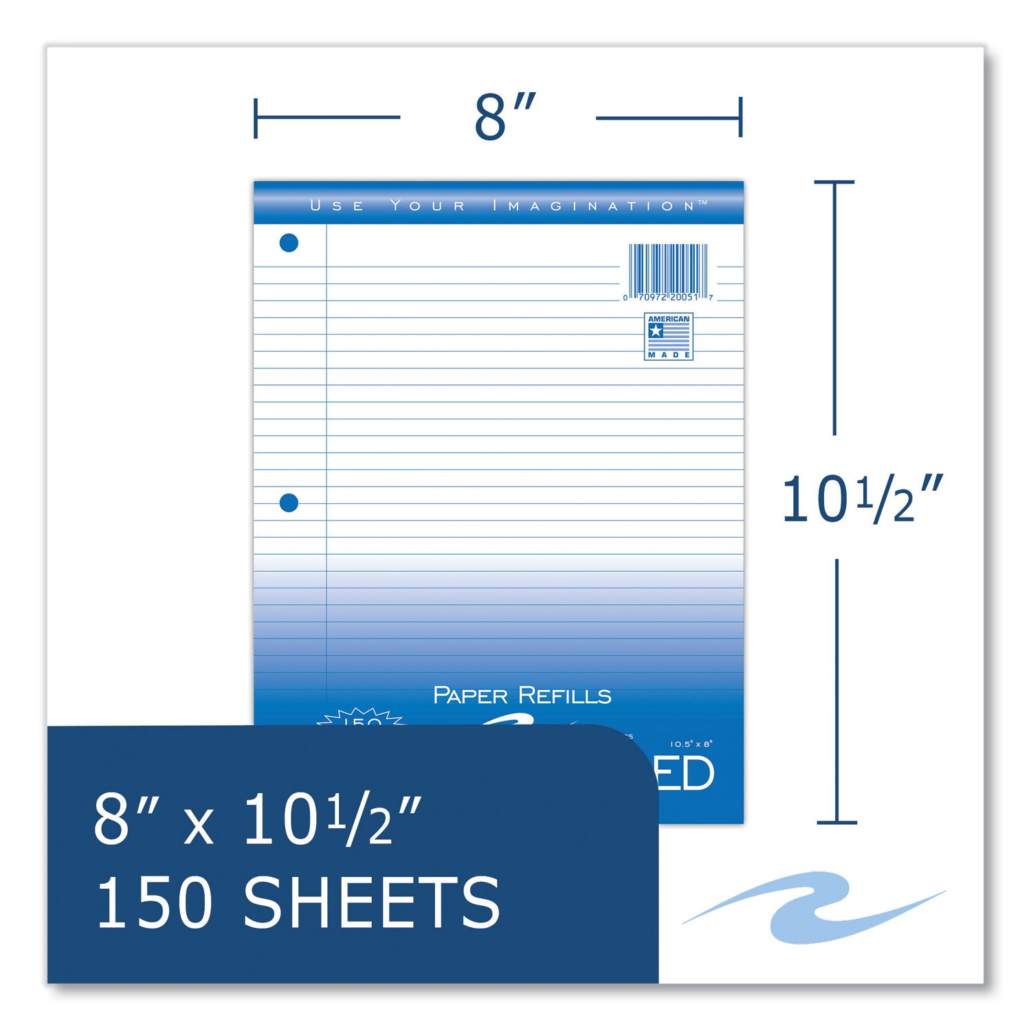 150 Sheets - 300 Pages - Printed - Both Side Ruling Surface - Red Margin - 3 Hole(s) - 15 lb Basis Weight - 56 g/m² Grammage - 10 1/2" x 8" Sheet Size - 0.50" Height x 8" Width x 10.5" Length - White Paper - 1 Carton