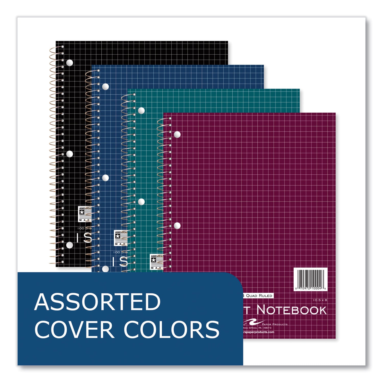100 Sheets - 200 Pages - Printed - Spiral Bound - Both Side Ruling Surface - 3 Hole(s) - 15 lb Basis Weight - 56 g/m² Grammage - 10 1/2" x 8" Sheet Size - 0.30" Height x 8" Width x 10.5" Length - White Paper - Board Cover - 24 / Carton