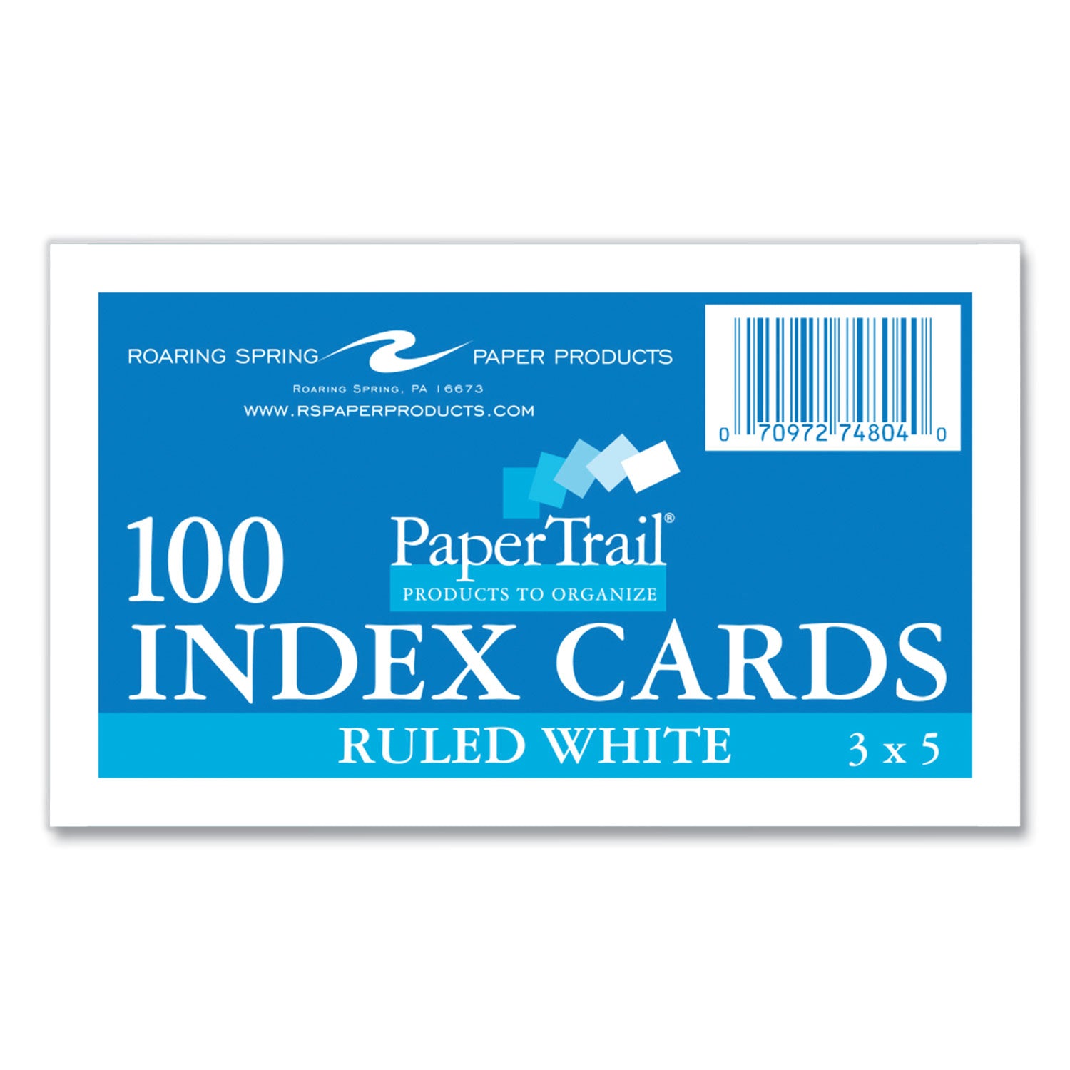 Roaring Spring PaperTrail Ruled Index Cards - 100 Sheets - 200 Pages - Printed - Front Ruling Surface - 43 lb Basis Weight - 160 g/m² Grammage - 5" x 3" Sheet Size - 0.75" Height x 5" Width x 3" Length - White Paper - 100/Pack - 1 Carton