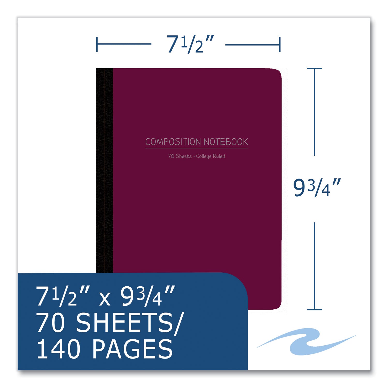 70 Sheets - 140 Pages - Printed - Sewn/Tapebound - Both Side Ruling Surface - Red Margin - 15 lb Basis Weight - 56 g/m² Grammage - 9 3/4" x 7 1/2" Sheet Size - 0.33" Height x 7.5" Width x 9.8" Length - White Paper - Black Binding - 1 Carton