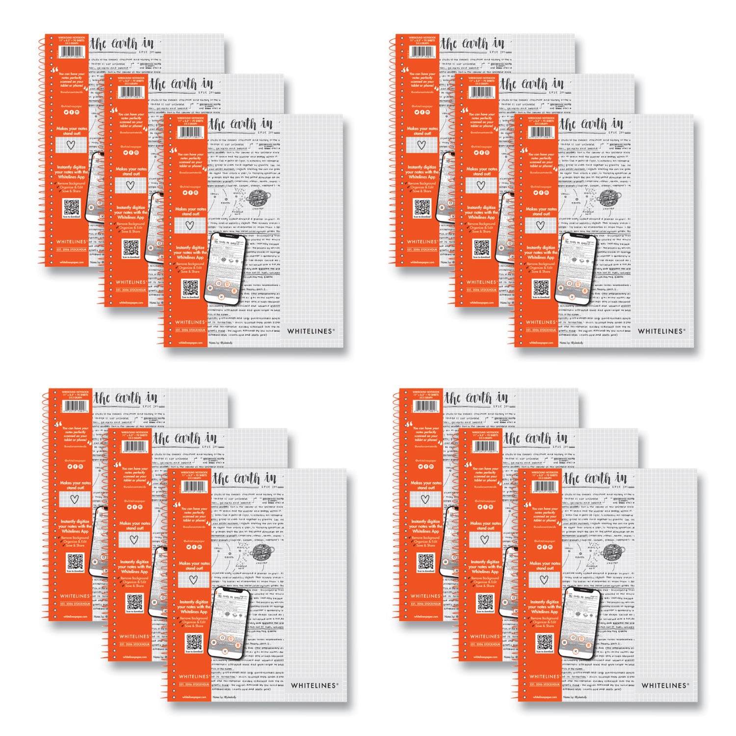 70 Sheets - 140 Pages - Printed - Spiral Bound - Both Side Ruling Surface - 20 lb Basis Weight - 75 g/m² Grammage - 11" x 8 1/2" Sheet Size - 0.33" Height x 8.5" Width x 11" Length - Gray Paper - Orange Binding - SBS Board, Chipboard Cover - 1 Carton