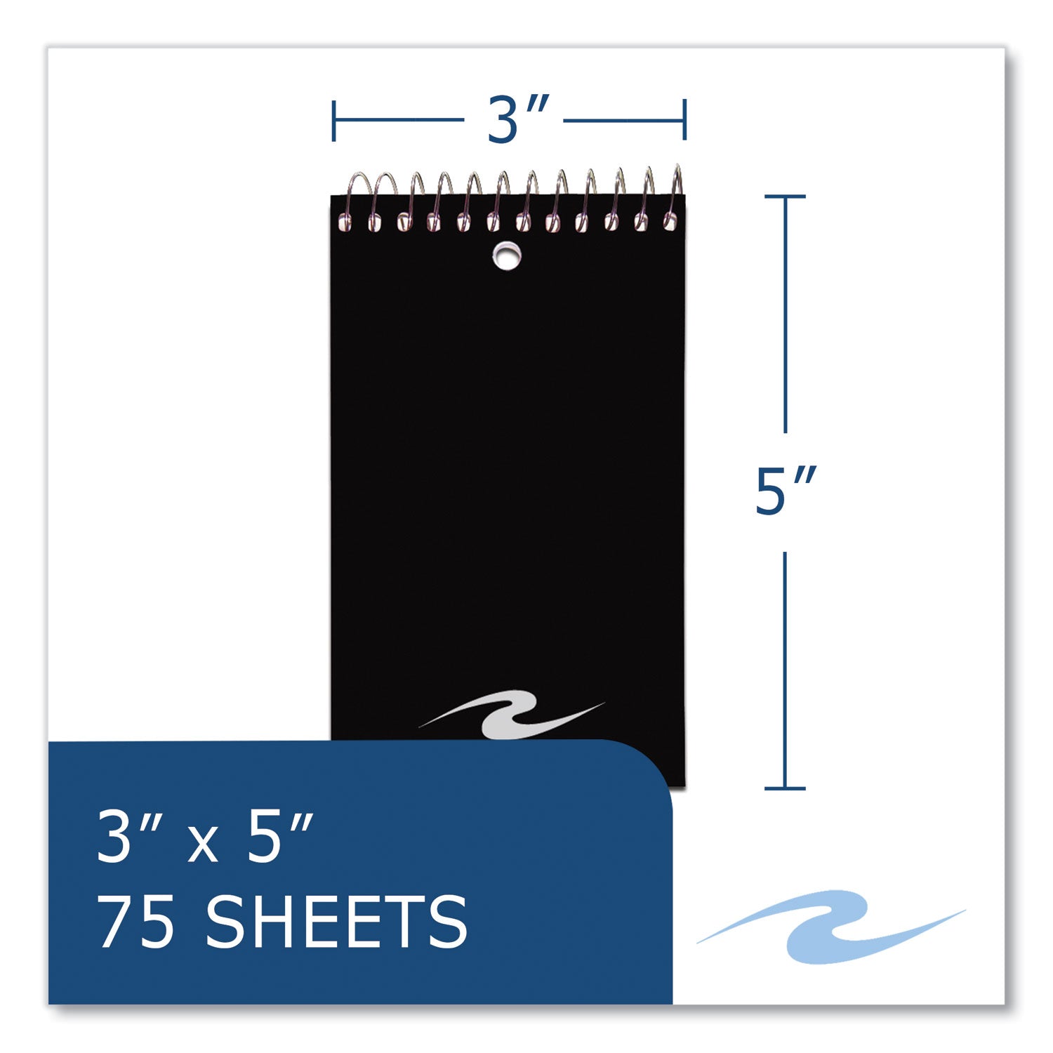 75 Sheets - 150 Pages - Printed - Spiral Bound - Both Side Ruling Surface - 1 Hole(s) - 15 lb Basis Weight - 56 g/m² Grammage - 5" x 3" Sheet Size - 0.30" Height x 3" Width x 5" Length - White Paper - 1 Carton
