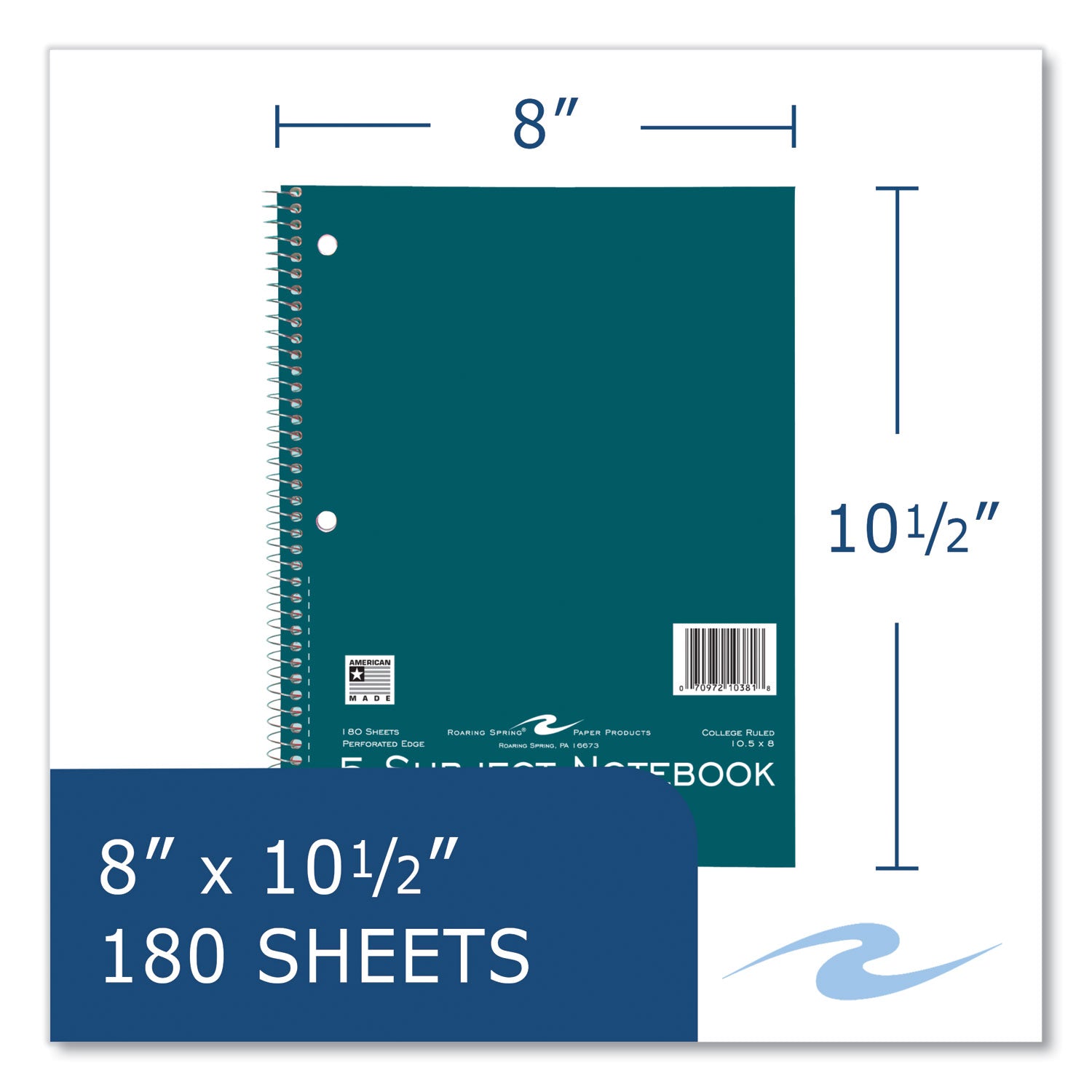 180 Sheets - 360 Pages - Printed - Spiral Bound - Both Side Ruling Surface - Red Margin - 3 Hole(s) - 15 lb Basis Weight - 56 g/m² Grammage - 10 1/2" x 8" Sheet Size - 0.75" Height x 8" Width x 10.5" Length - White Paper - Board Cover - 1 Carton