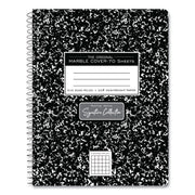 Roaring Spring Wirebound Composition Book, 70 Sheets, 140 Pages, Quad Ruled, 7.5" x 9.75", Spiral Bound, Perforated, Heavyweight White Paper, Black Marble Clay Cover, 1 Carton