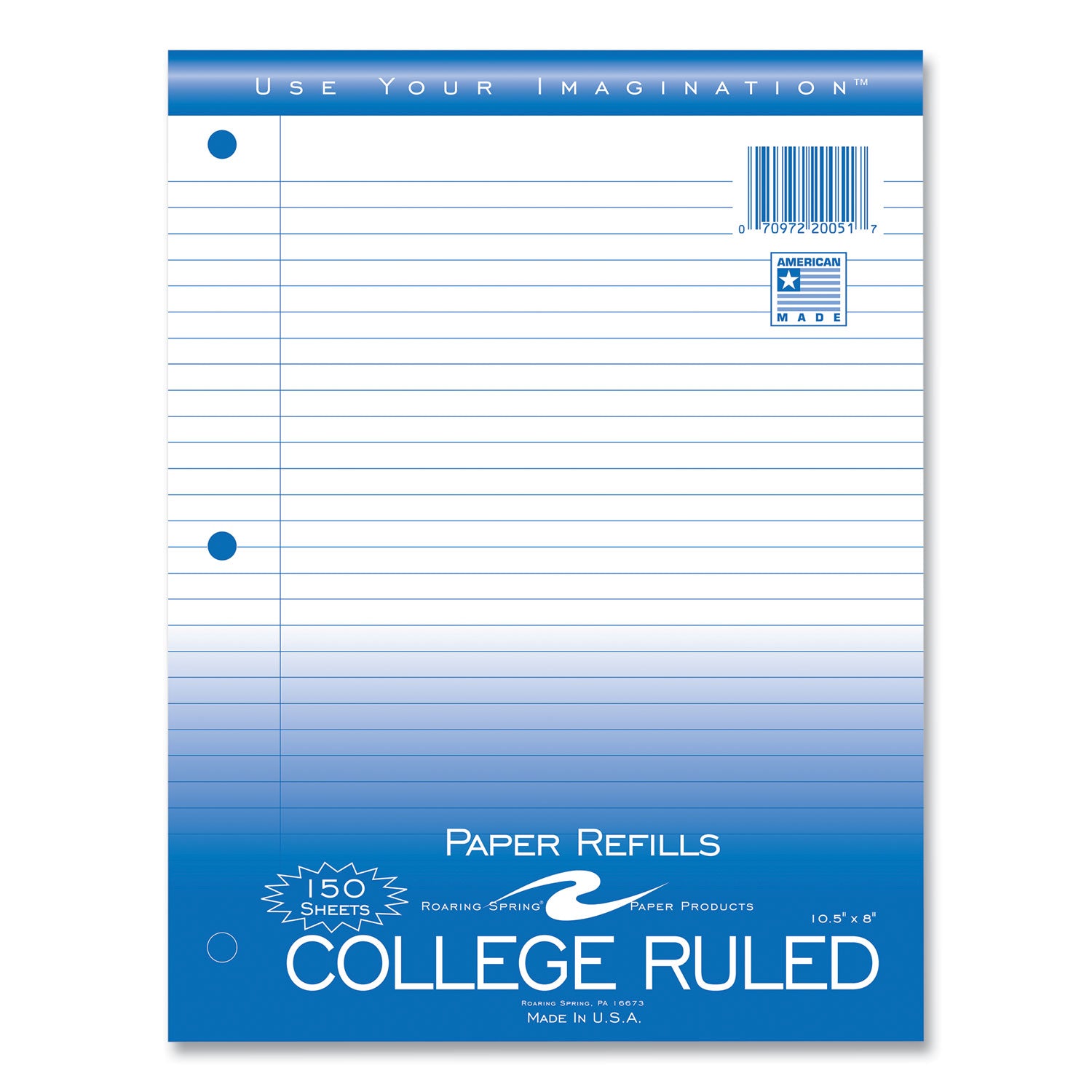 150 Sheets - 300 Pages - Printed - Both Side Ruling Surface - Red Margin - 3 Hole(s) - 15 lb Basis Weight - 56 g/m² Grammage - 10 1/2" x 8" Sheet Size - 0.50" Height x 8" Width x 10.5" Length - White Paper - 1 Carton