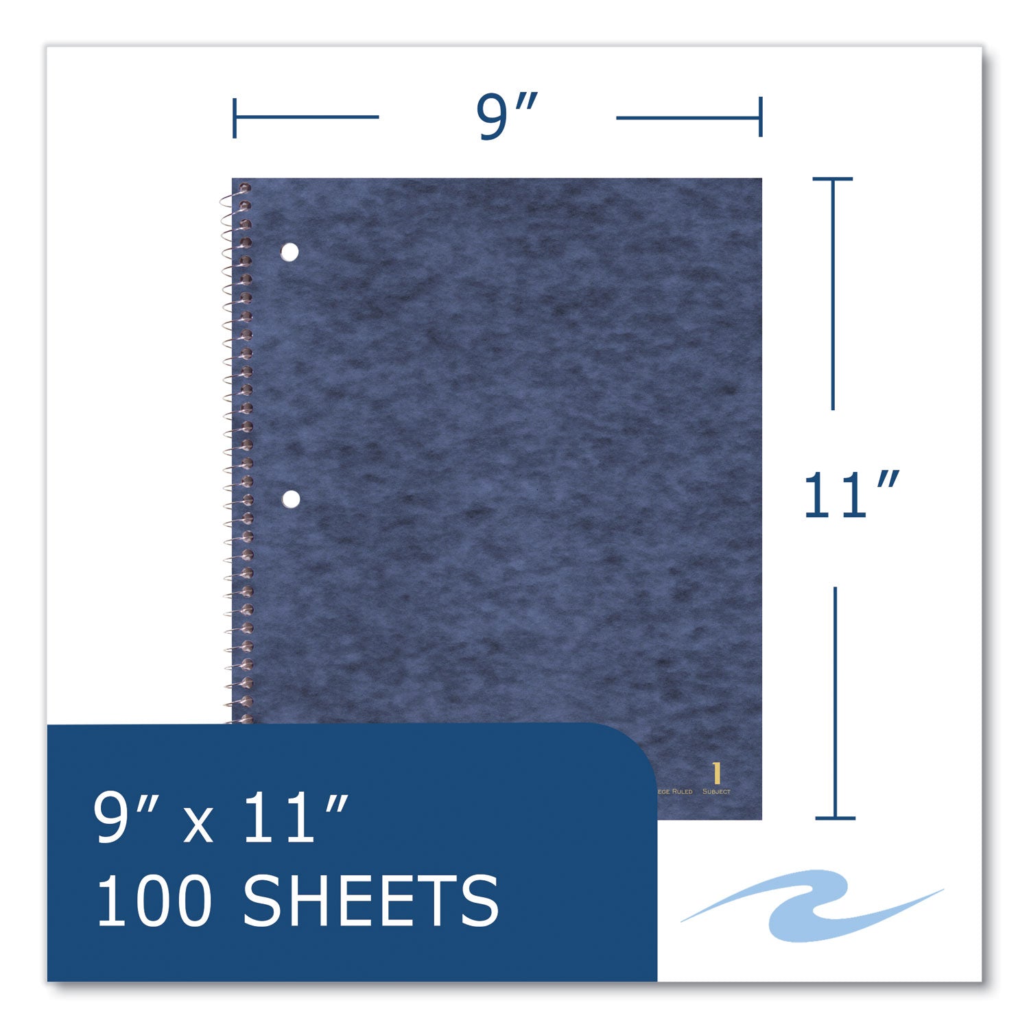 Roaring Spring College Ruled One Subject Spiral Notebook, 100 Sheets, 200 Pages, 11" x 9", Spiral Bound, 3-Hole Punched, Assorted Covers, 1 Carton
