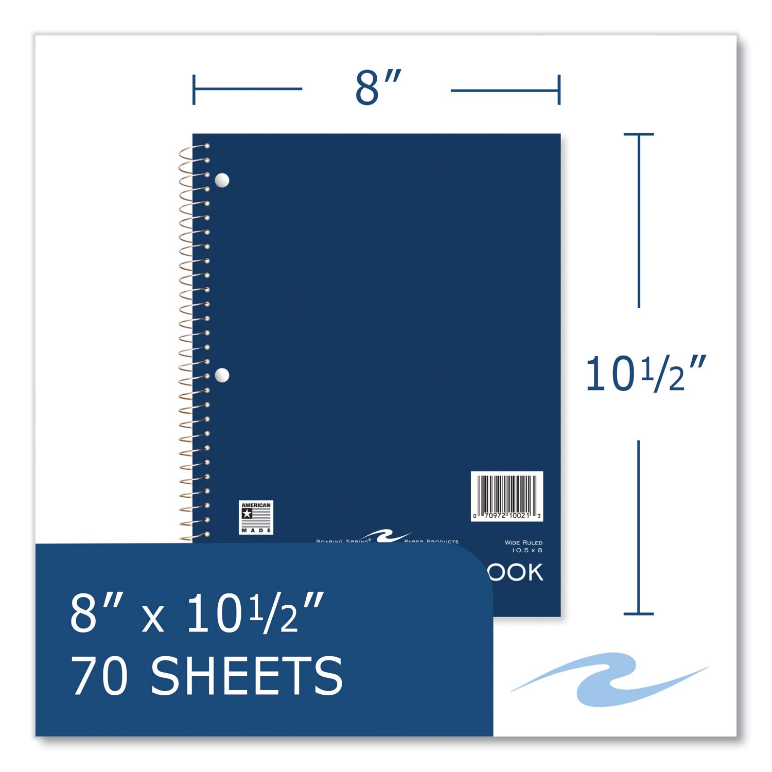 Roaring Spring Wide Ruled One Subject Spiral Notebook