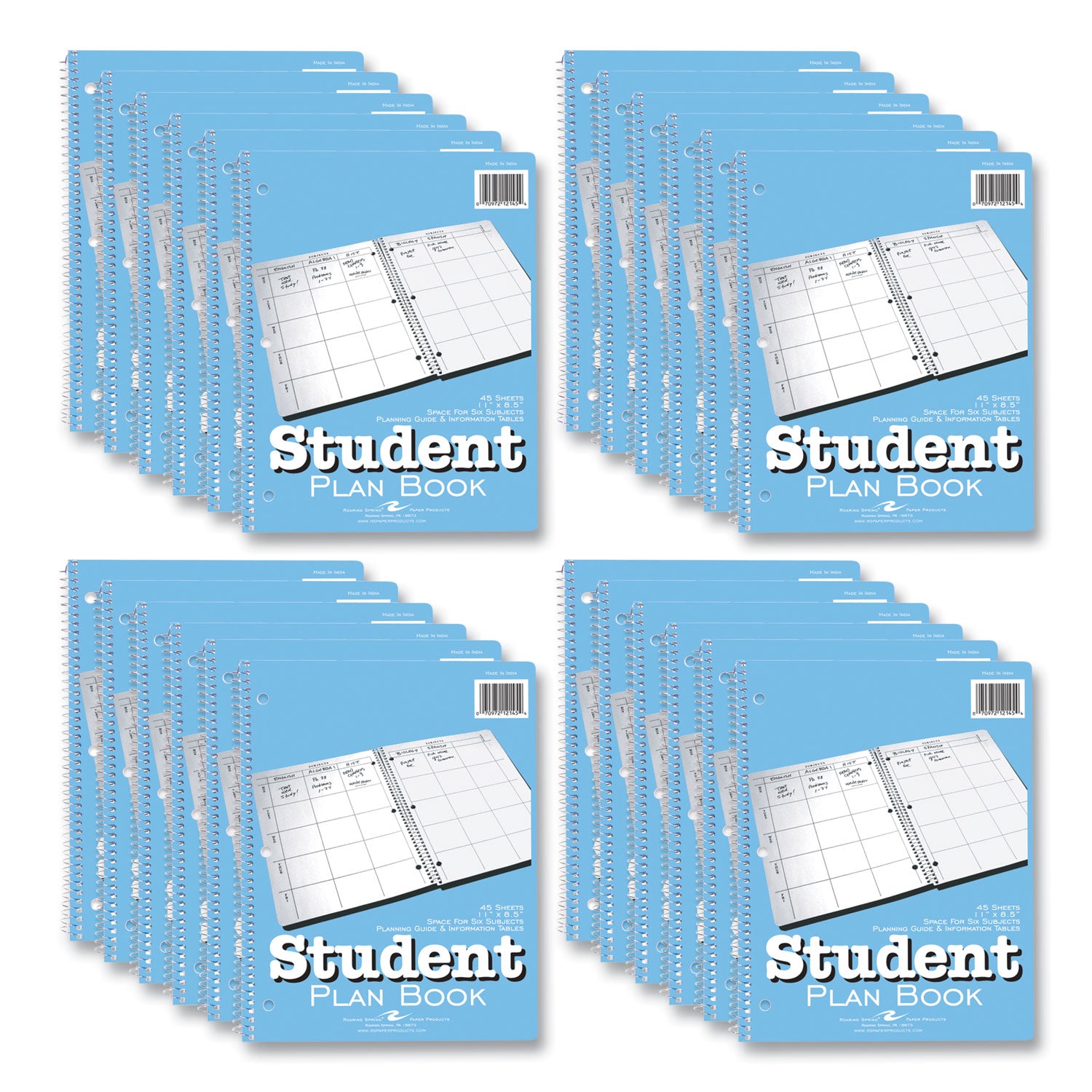 Academic - Weekly - 1 Week Double Page Layout - 8 1/2" x 11" Sheet Size - Green Sheet - 3 x Holes - Spiral Bound - White - Bond Paper - Blue Cover - 11" Height x 8.5" Width - Printed, Hole-punched, Smooth, Snag Proof - 1 Carton