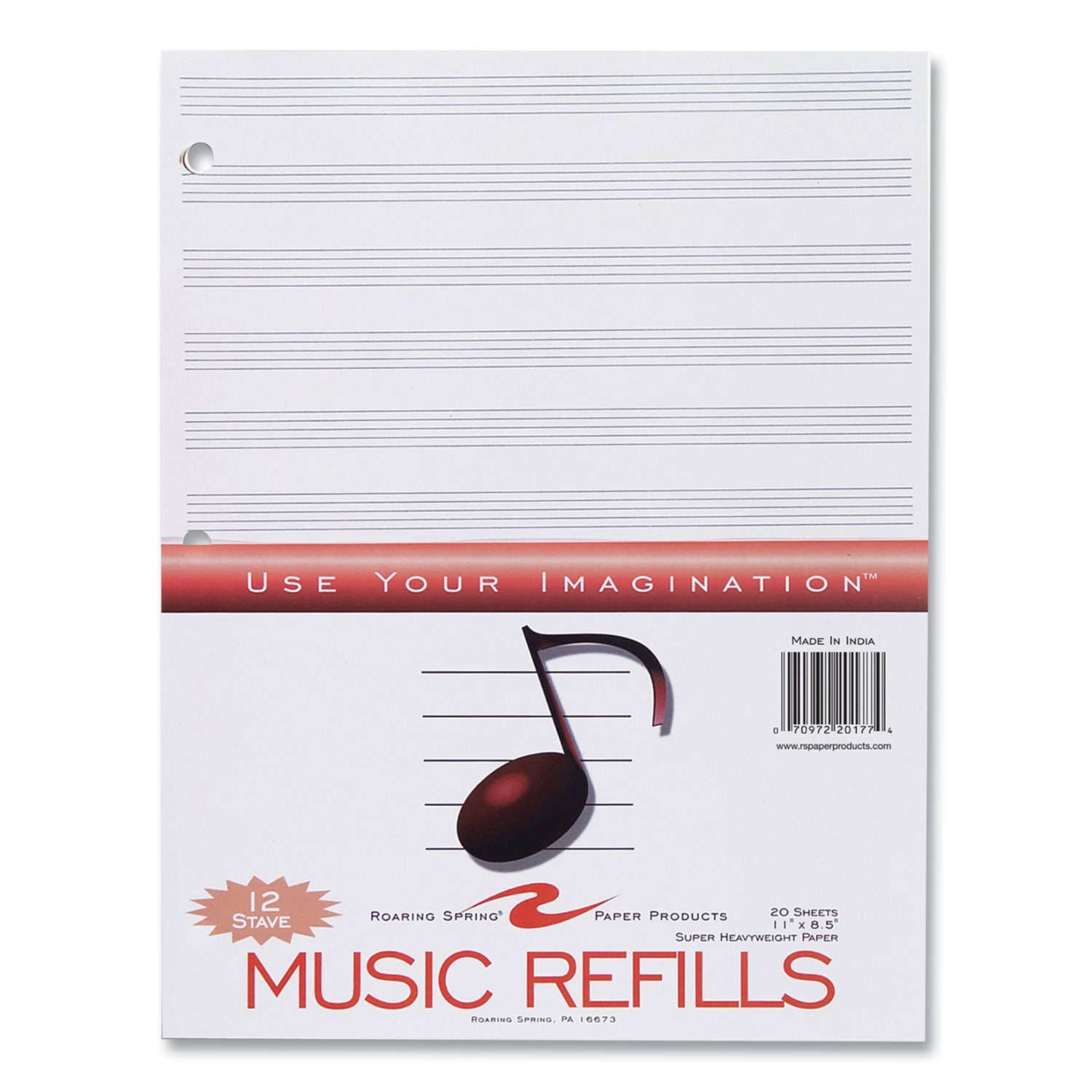 20 Sheets - 40 Pages - Printed - Ring - Both Side Ruling Surface - 3 Hole(s) - 32 lb Basis Weight - 119 g/m² Grammage - 11" x 8 1/2" Sheet Size - 0.20" Height x 8.5" Width x 11" Length - White Paper - 24 / Carton