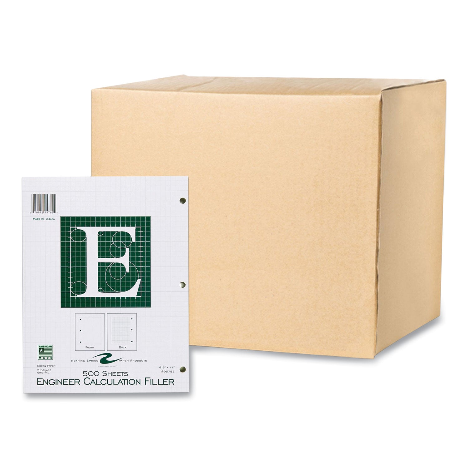 500 Sheets - 1000 Pages - Printed - Back Ruling Surface - 3 Hole(s) - 15 lb Basis Weight - 56 g/m² Grammage - 11" x 8 1/2" Sheet Size - 1.65" Height x 8.5" Width x 11" Length - Green Paper - 5 / Carton