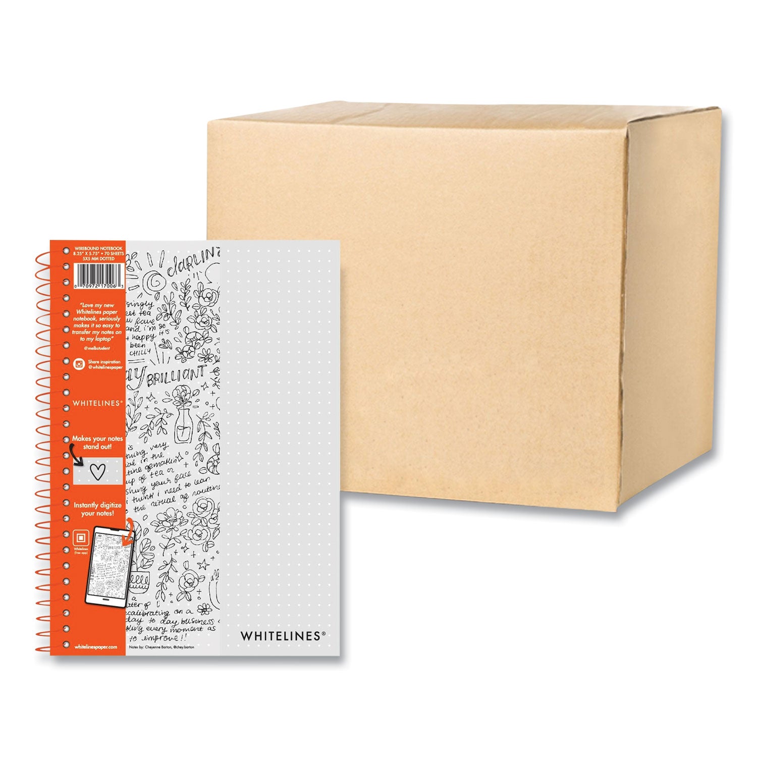 70 Sheets - 140 Pages - Printed - Wire Bound - Both Side Ruling Surface - Dotted Front Ruling - 20 lb Basis Weight - 5 3/4" x 8 1/4" Sheet Size - 0.33" Height x 5.8" Width x 8.3" Length - Gray Paper - Gray Whitelines Cover - Printed - 1 Carton