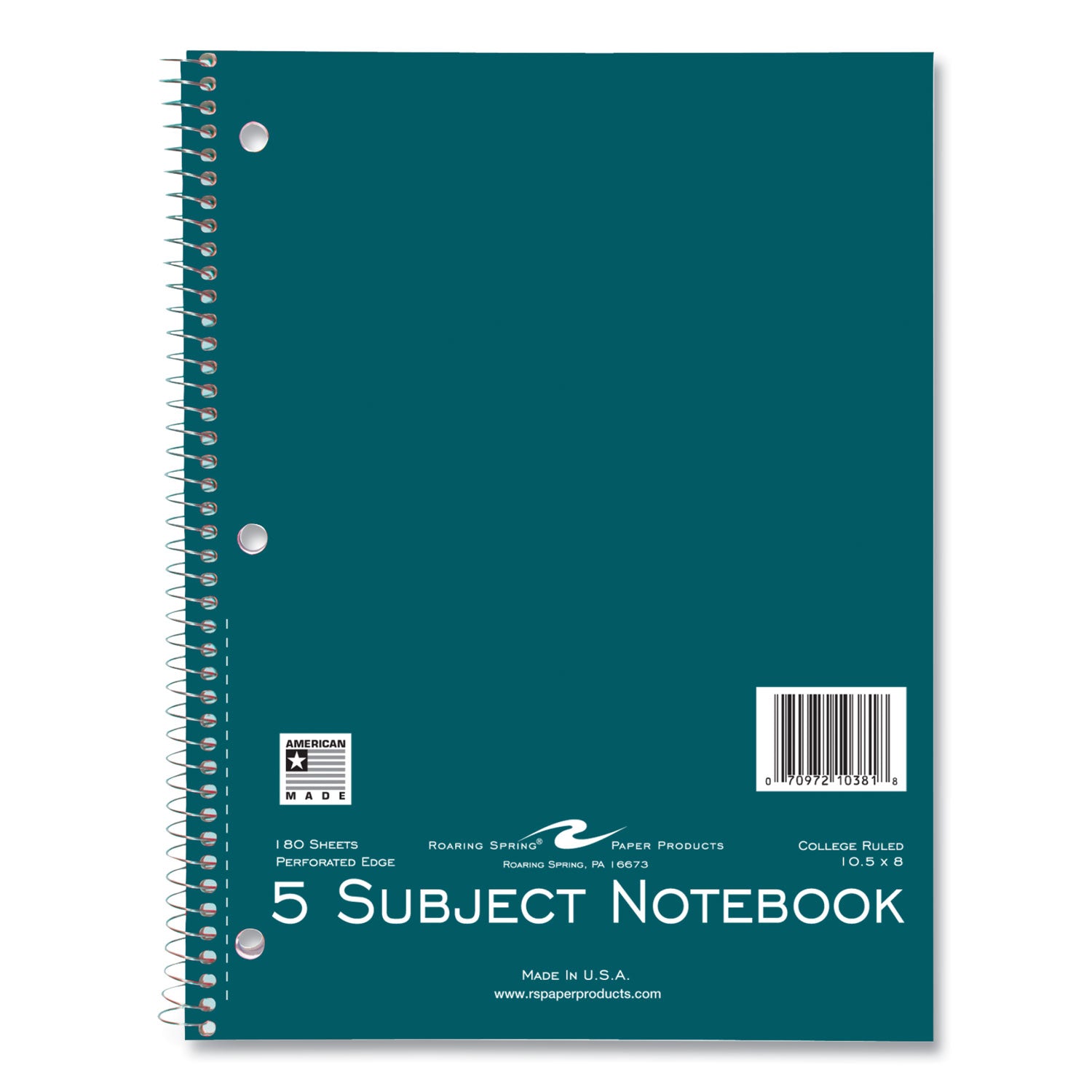 180 Sheets - 360 Pages - Printed - Spiral Bound - Both Side Ruling Surface - Red Margin - 3 Hole(s) - 15 lb Basis Weight - 56 g/m² Grammage - 10 1/2" x 8" Sheet Size - 0.75" Height x 8" Width x 10.5" Length - White Paper - Board Cover - 1 Carton