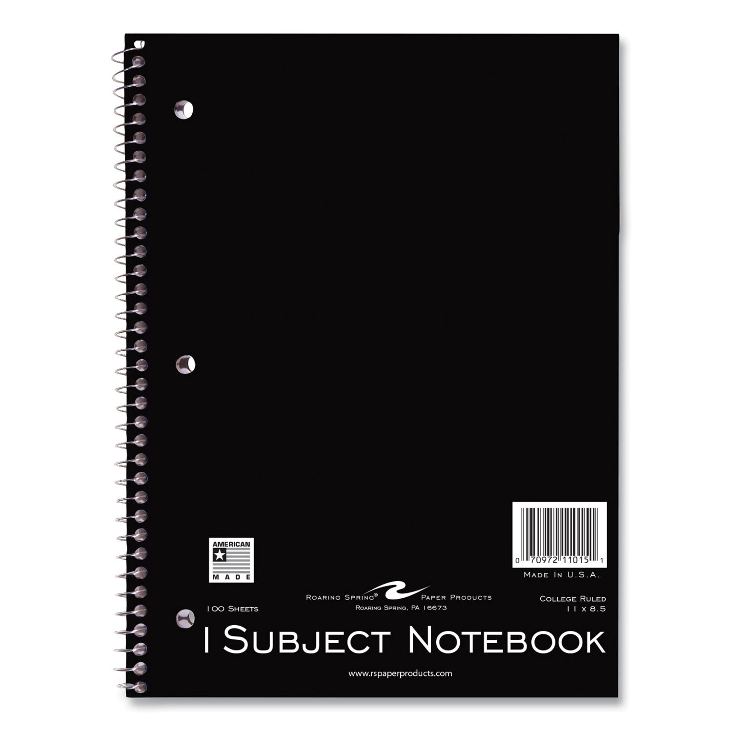 Roaring Spring College Ruled One Subject Spiral Notebook, 100 Sheets, 200 Pages, 11" x 8.5", Spiral Bound, 3-Hole Punched, Assorted Kraft Covers, 1 Carton