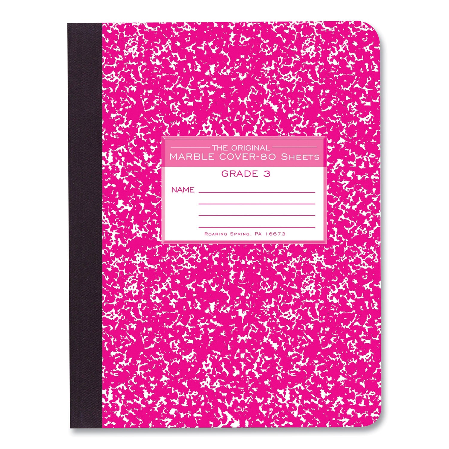 Roaring Spring Grade School Ruled Marble Hard Cover Composition Book, 80 Sheets, 160 Pages, 9 3/4" x 7 1/2", White Paper, Red Marble Hardboard Cover, Sewn/Tapebound, 48 per Carton