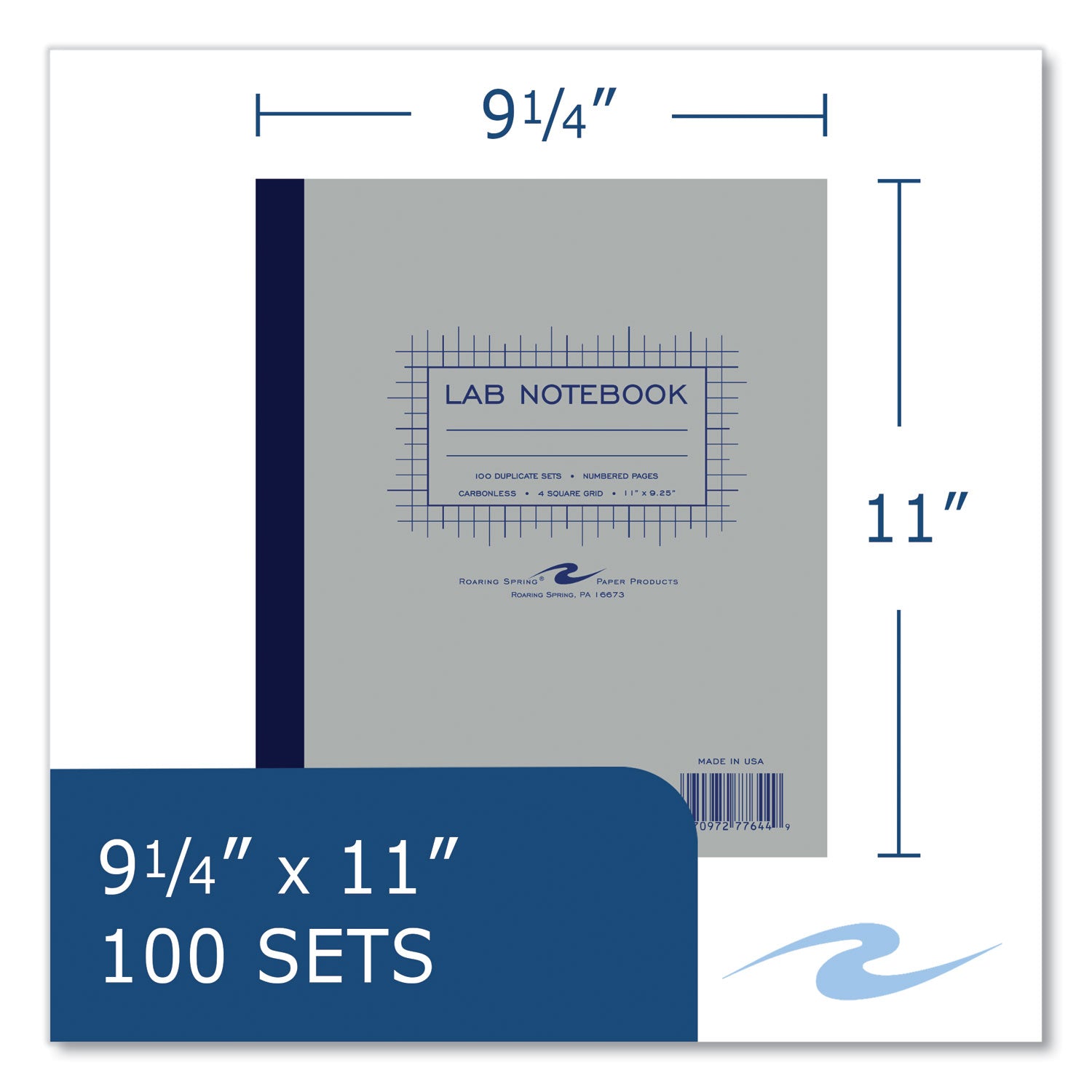 200 Sheets - 400 Pages - Printed - Stapled/Tapebound - Front Ruling Surface - 15 lb Basis Weight - 56 g/m² Grammage - 11" x 9 1/4" Sheet Size - 0.75" Height x 9.3" Width x 11" Length - White, Blue Paper - Black Binding - Chipboard Cover - 5 / Carton