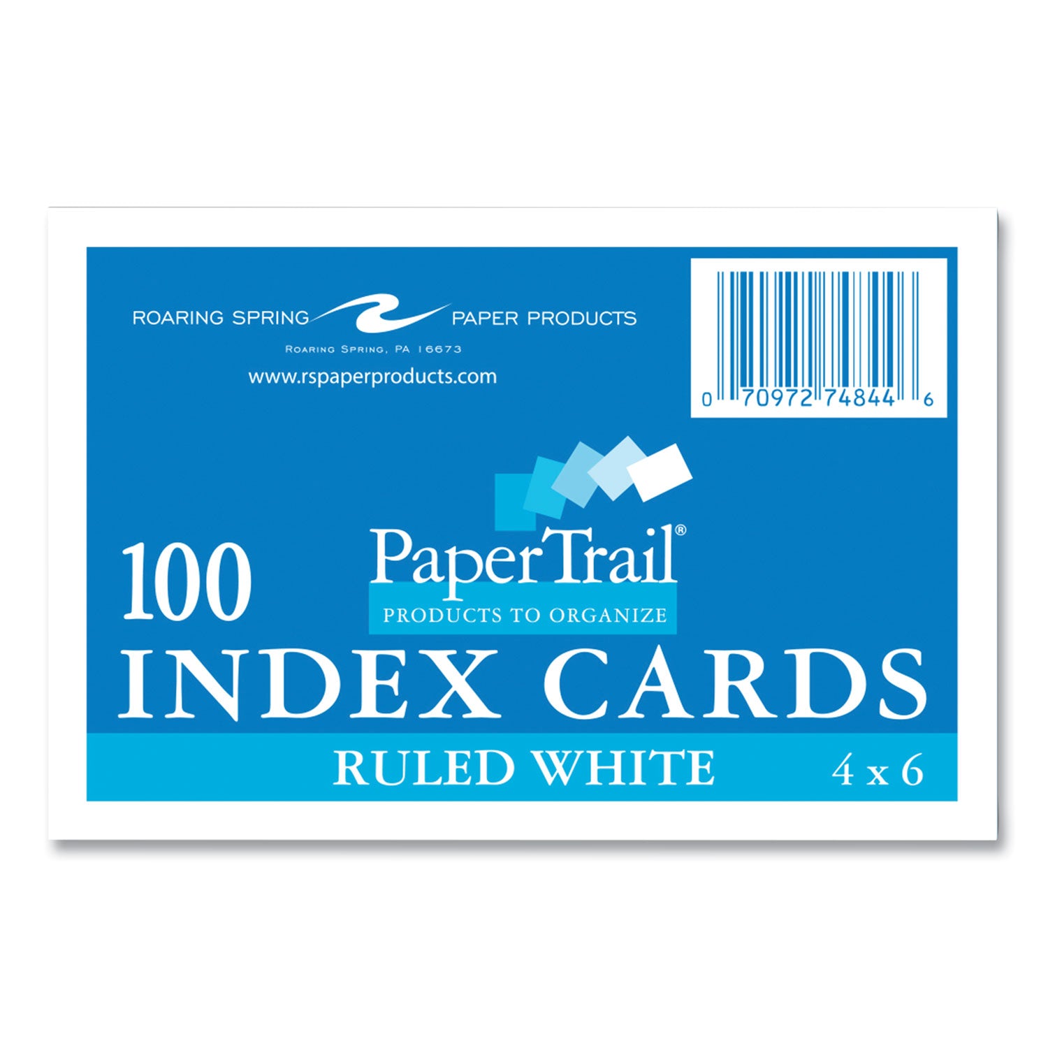 Roaring Spring PaperTrail Ruled Index Cards - 100 Sheets - 200 Pages - Printed - Front Ruling Surface - 43 lb Basis Weight - 160 g/m² Grammage - 6" x 4" Sheet Size - 0.75" Height x 6" Width x 4" Length - White Paper - 100/Pack - 1 Carton